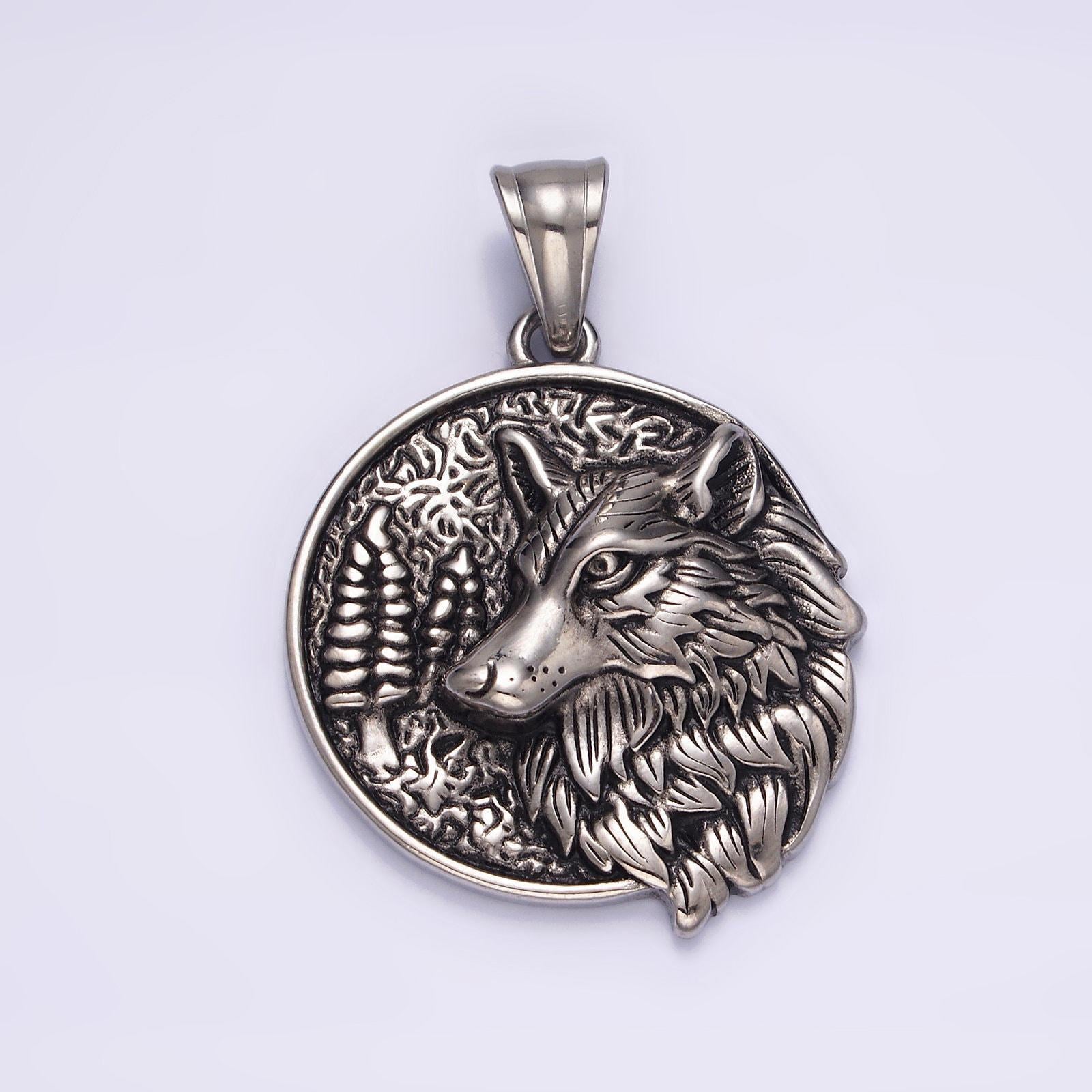 3d stainless steel wolf pendant mountain wolf forest animal charm men jewelry | p827