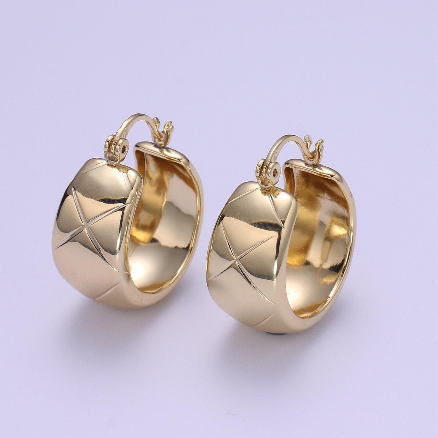 14k gold thick hoops - gold thick hoop earrings - chunky thick hoops - light weight hoops dome earring p088