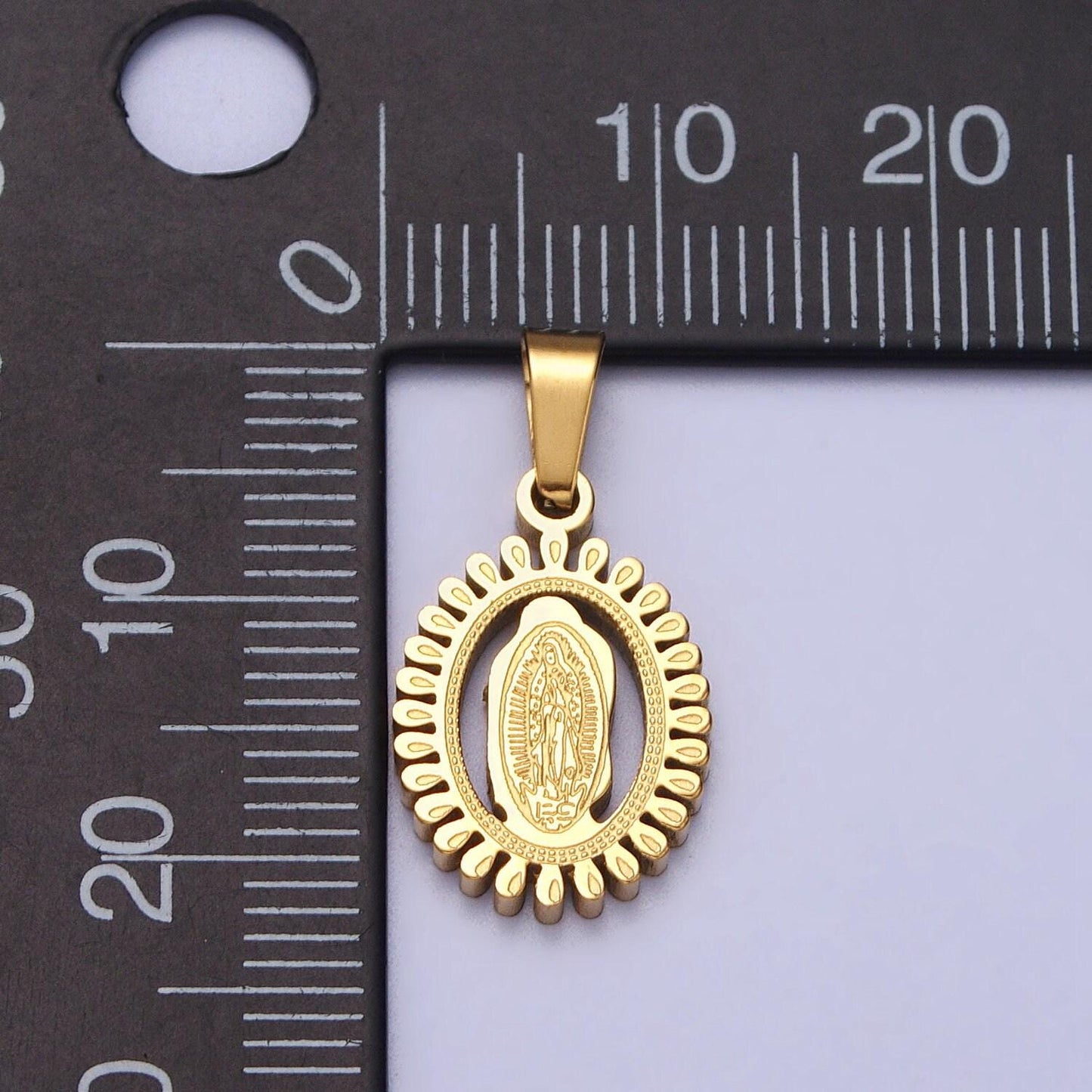 Dainty virgin mother mary miraculous medal stainless steel oval pendant charm 22.7x11.3mm religious charm oval medallion catholic charm j639