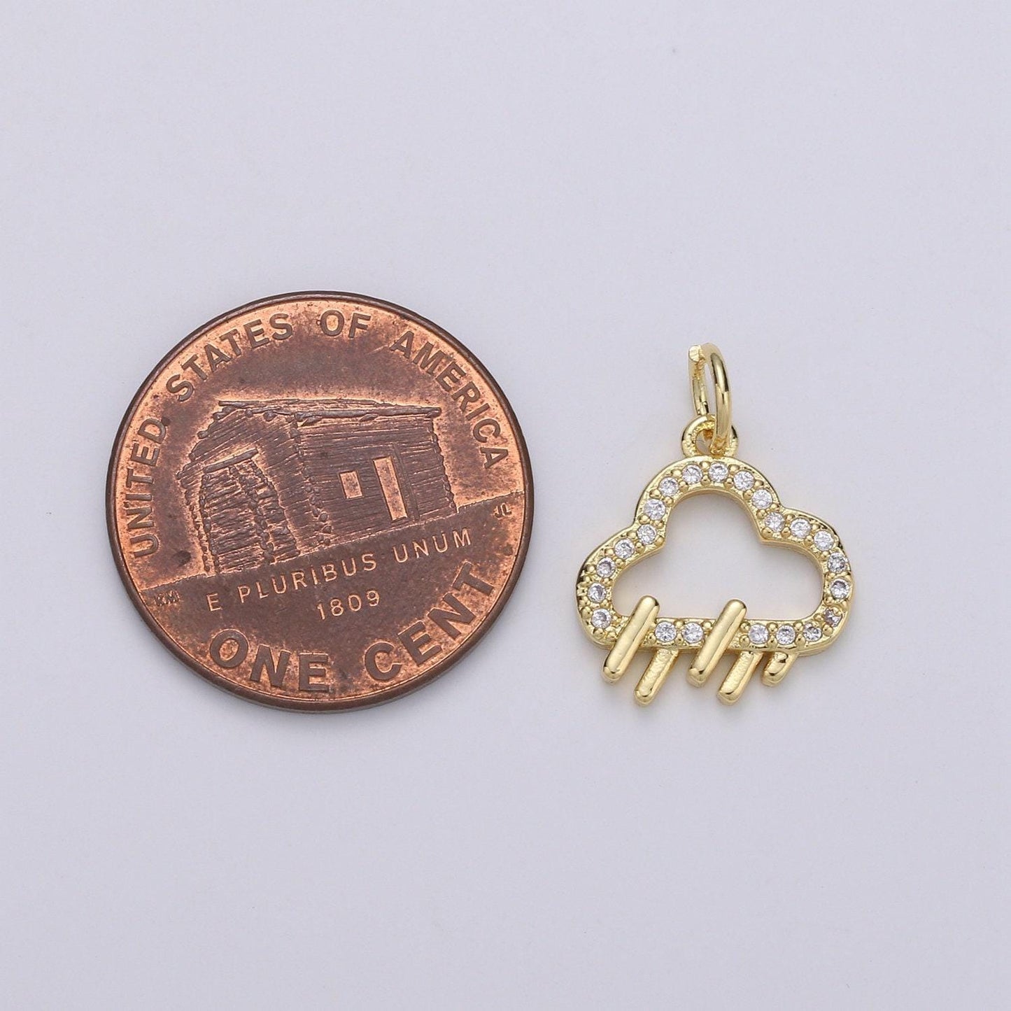 Raindrop 24k gold micro pave cz charm hanger micro cubic charm rainy, cloudy, storm pendant bracelet necklace supply chgf-1789