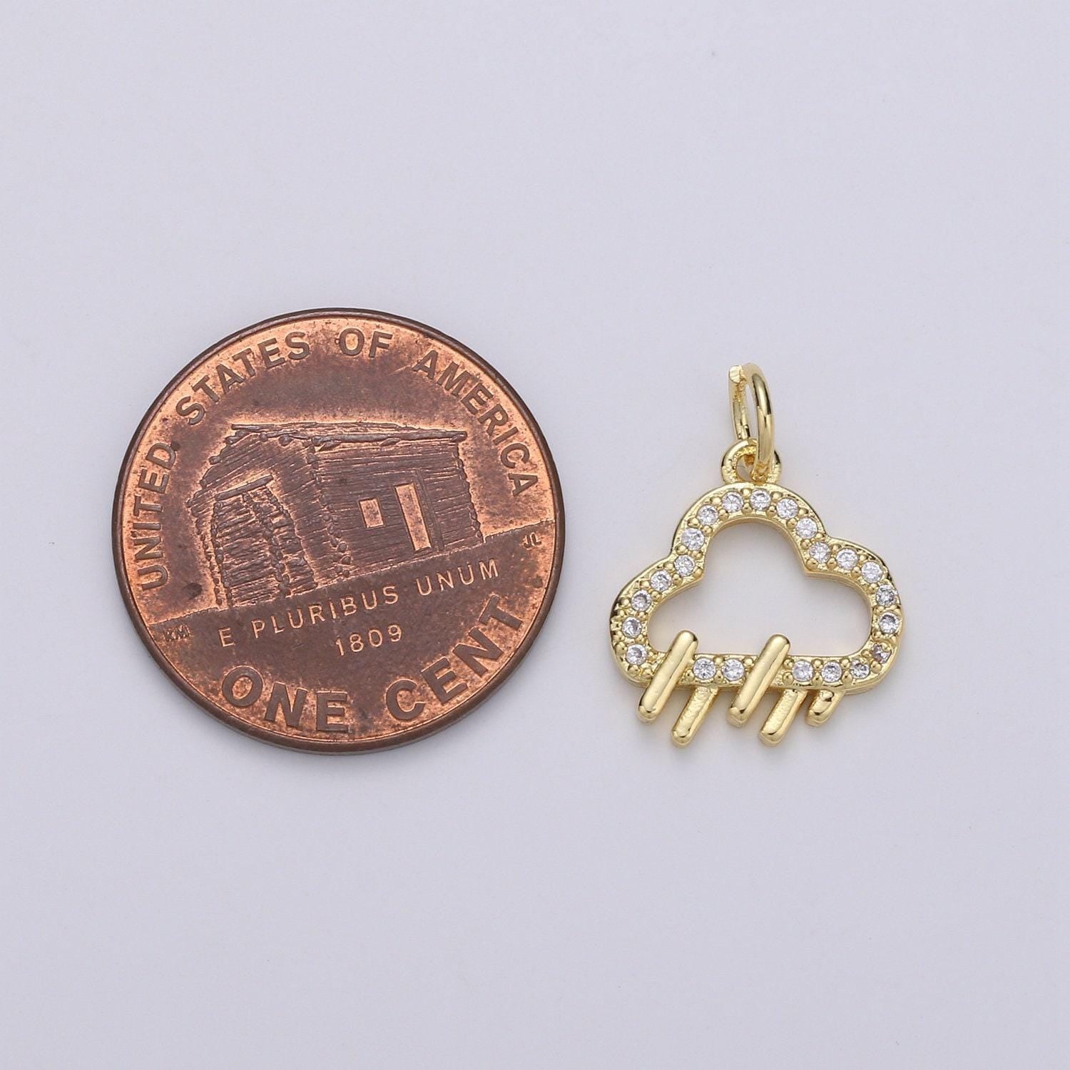 Raindrop 24k gold micro pave cz charm hanger micro cubic charm rainy, cloudy, storm pendant bracelet necklace supply chgf-1789