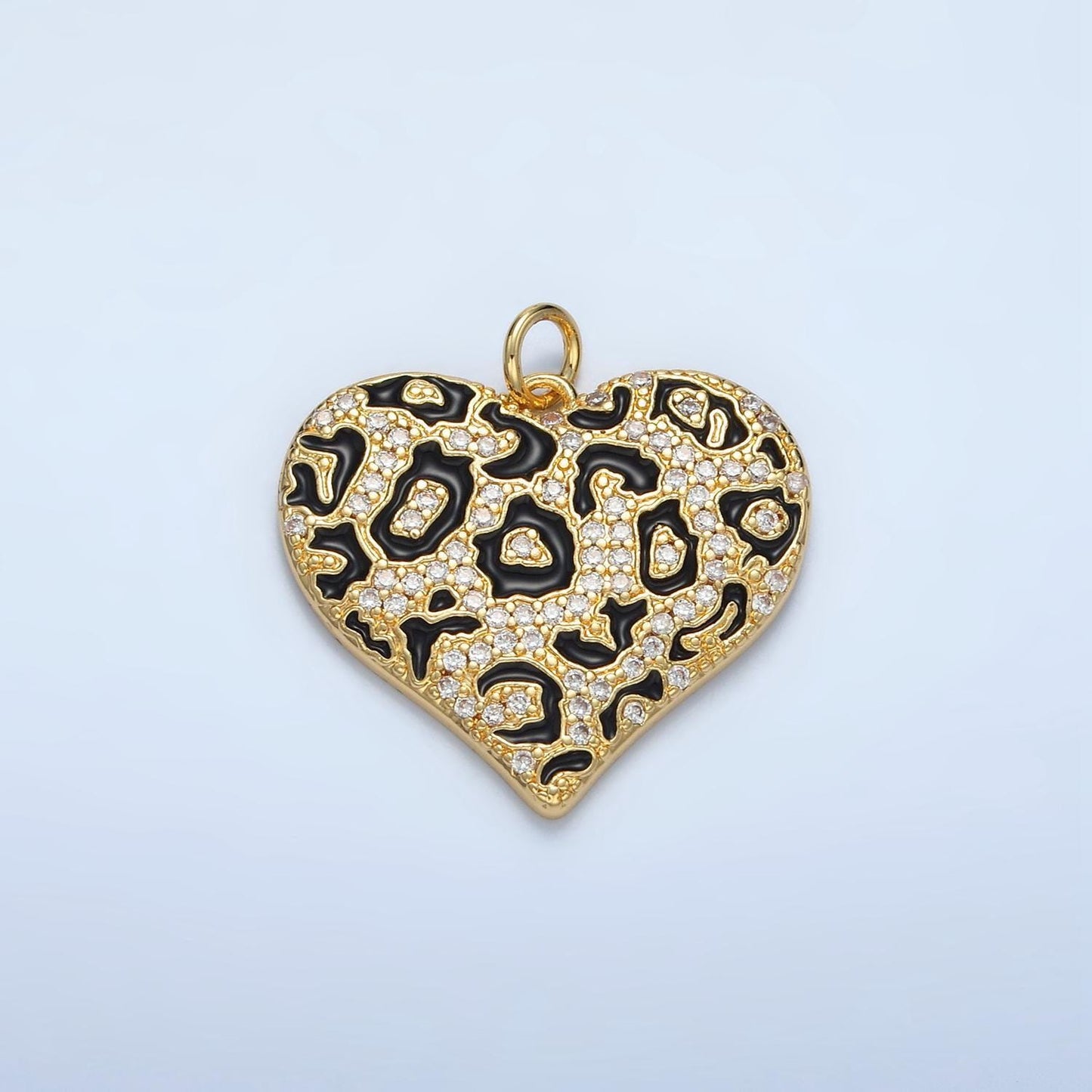 Dainty 14k gold filled leopard panther charm heart micro pave pendant for diy jewelry making gold animal jewelry m911
