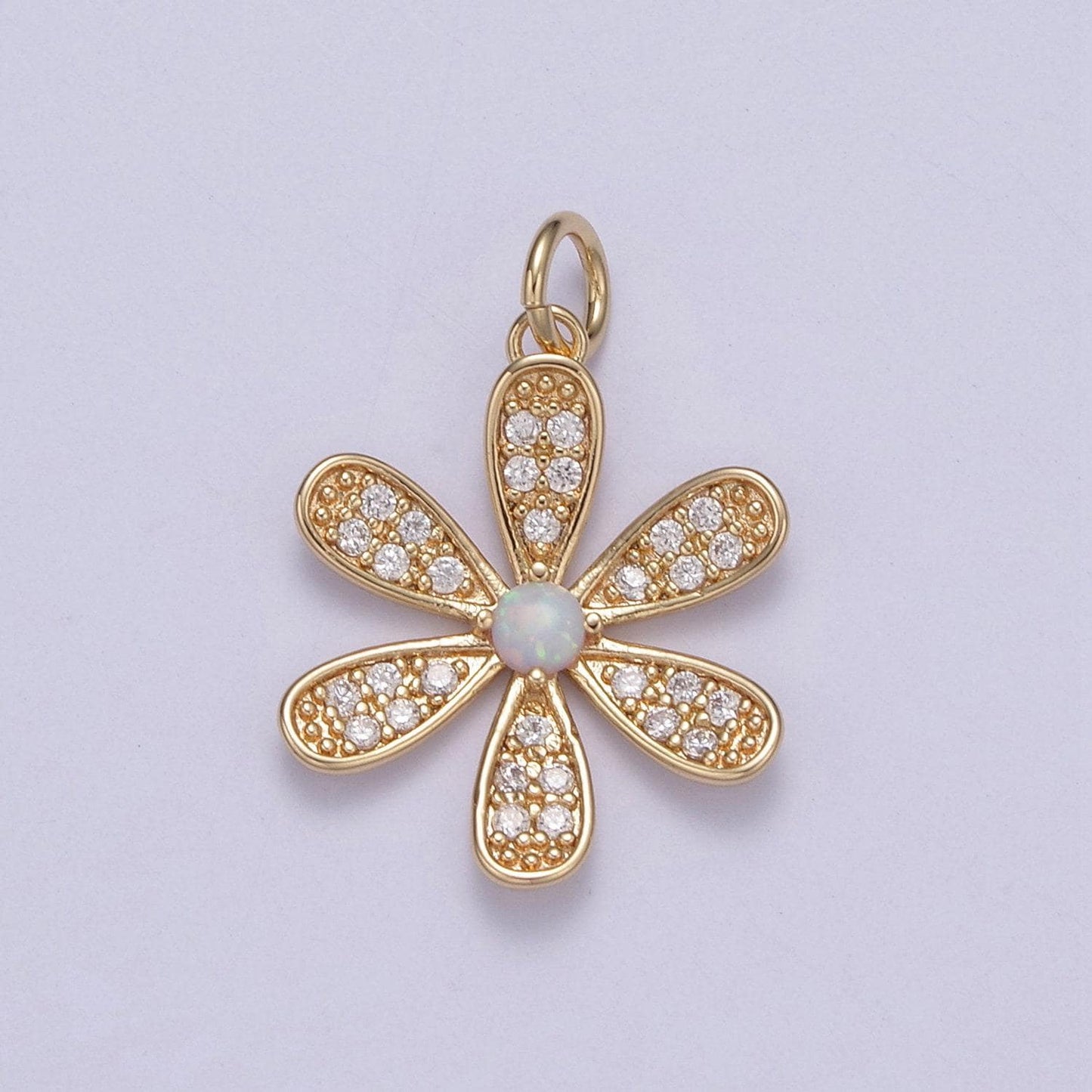 Flower charm pendant - cute daisy flower micro pave gold filled charm for diy earring bracelet necklace supply