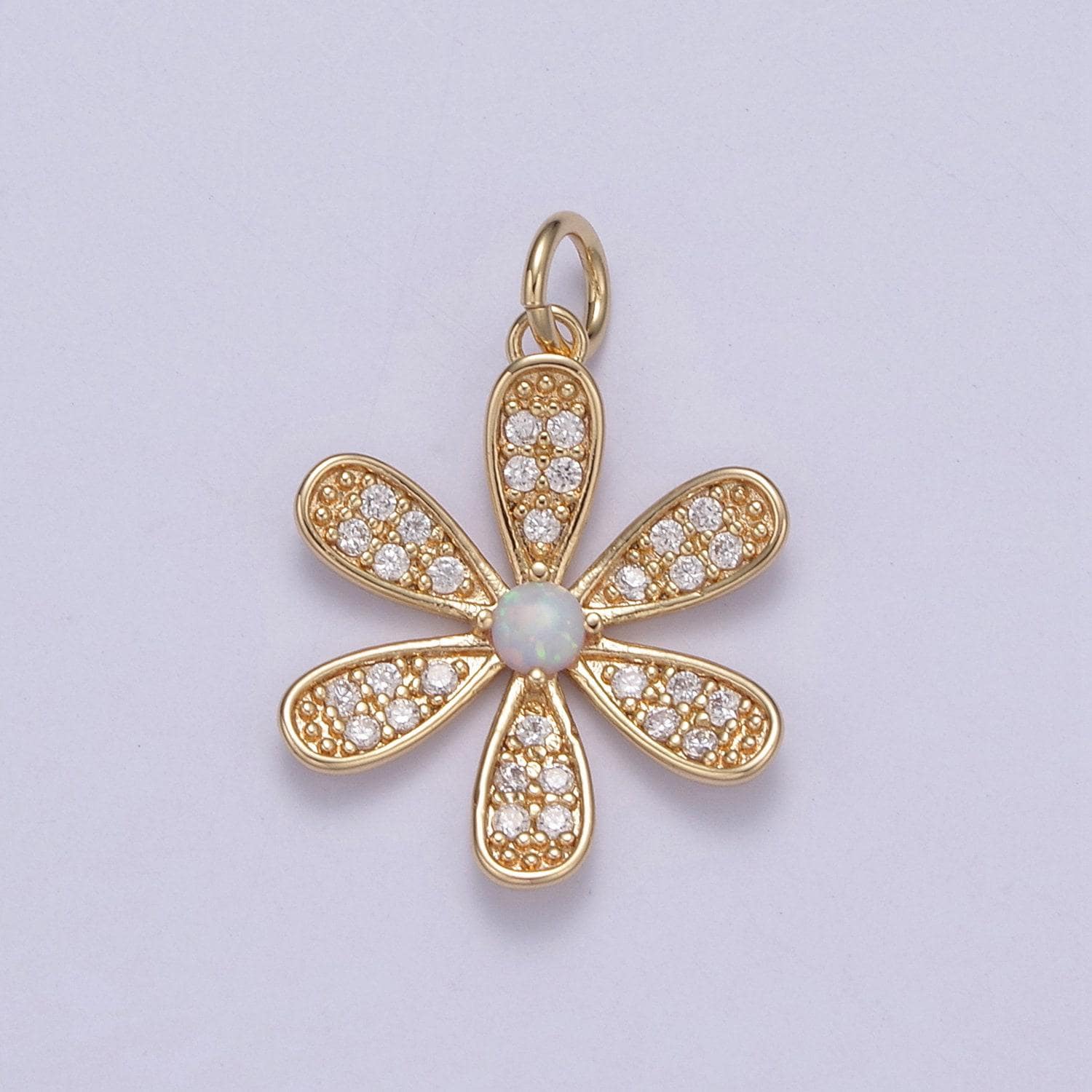 Flower charm pendant - cute daisy flower micro pave gold filled charm for diy earring bracelet necklace supply