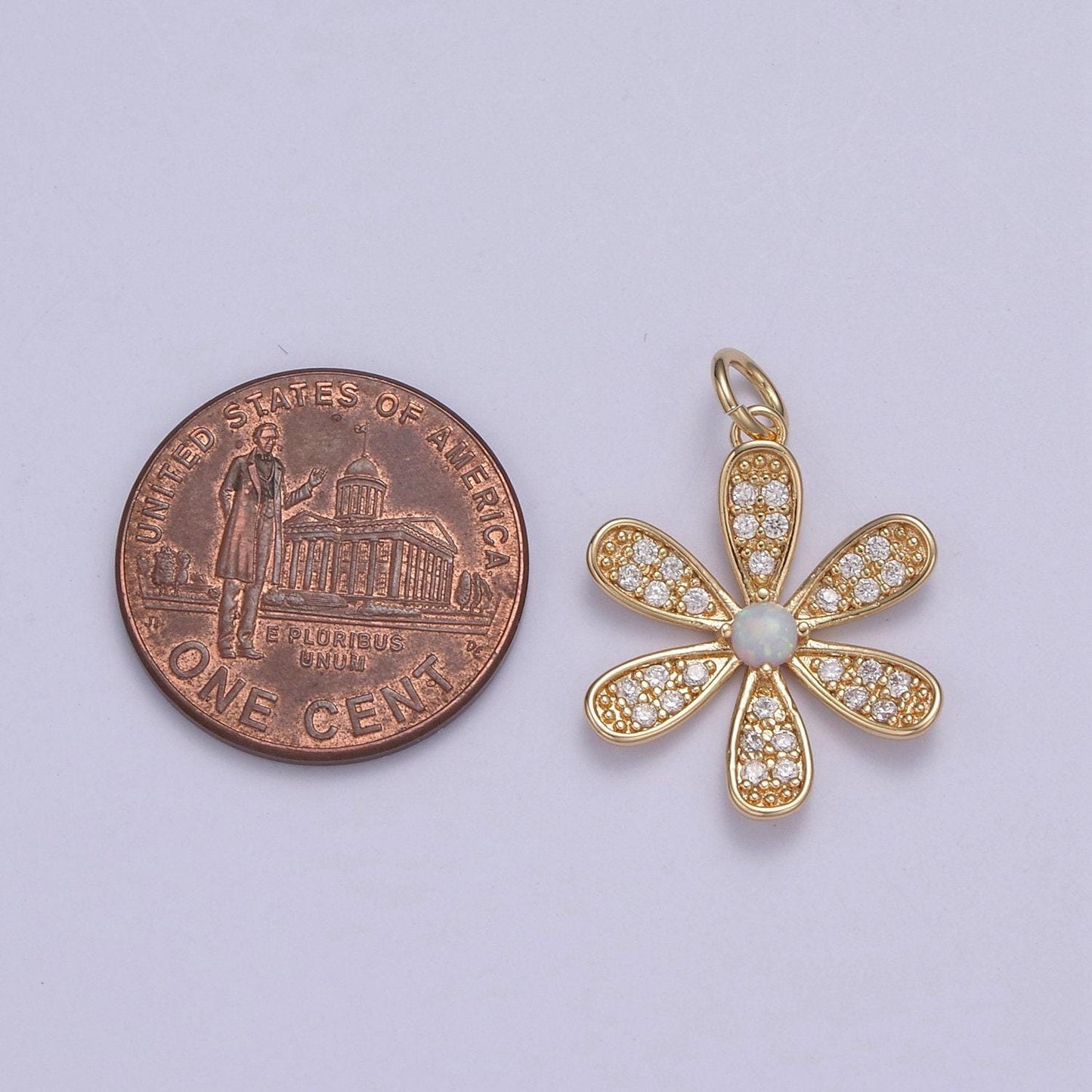 Flower charm pendant - cute daisy flower micro pave gold filled charm for diy earring bracelet necklace supply