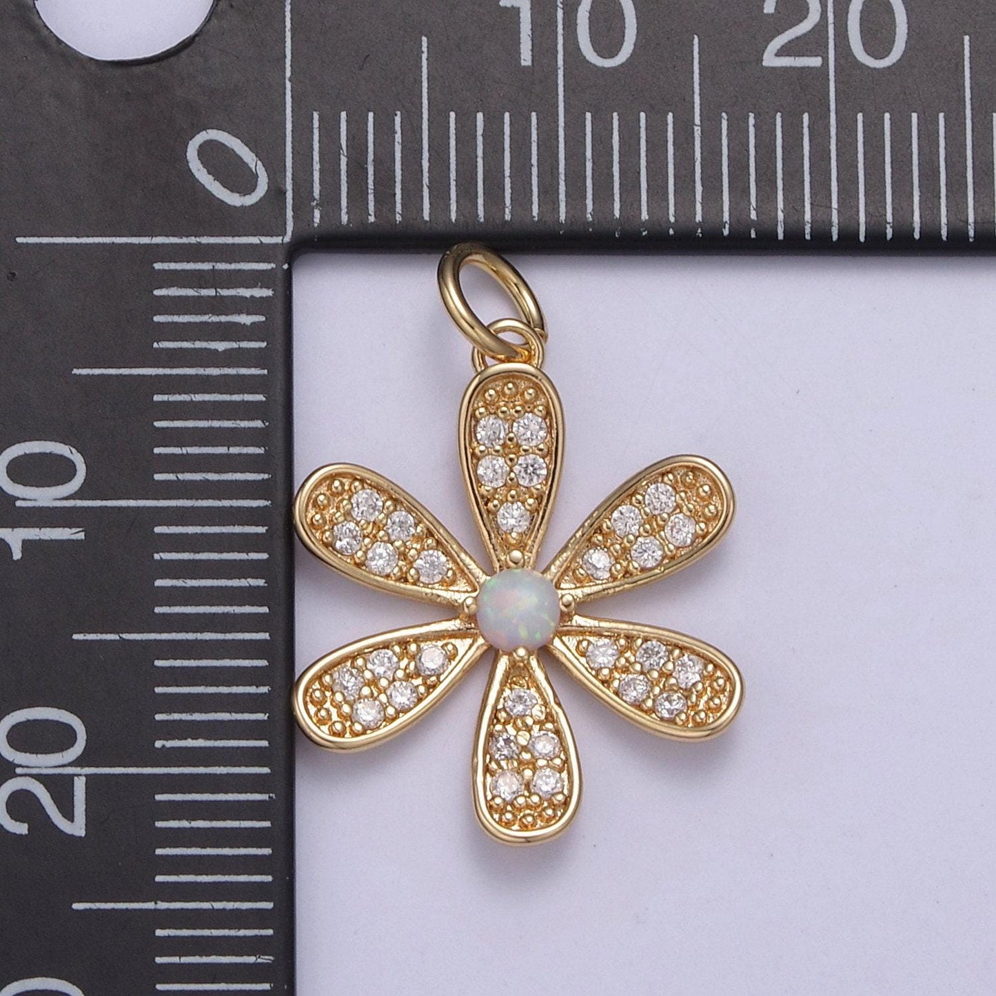 Flower charm pendant - cute daisy flower micro pave gold filled charm for diy earring bracelet necklace supply