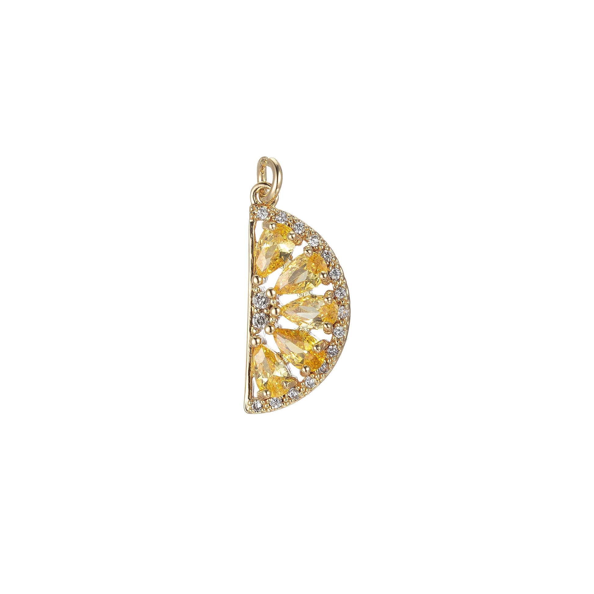 1x gold watermelon charm baguette cubic half circle oval pendant dangle charms for necklace earring supply component e851