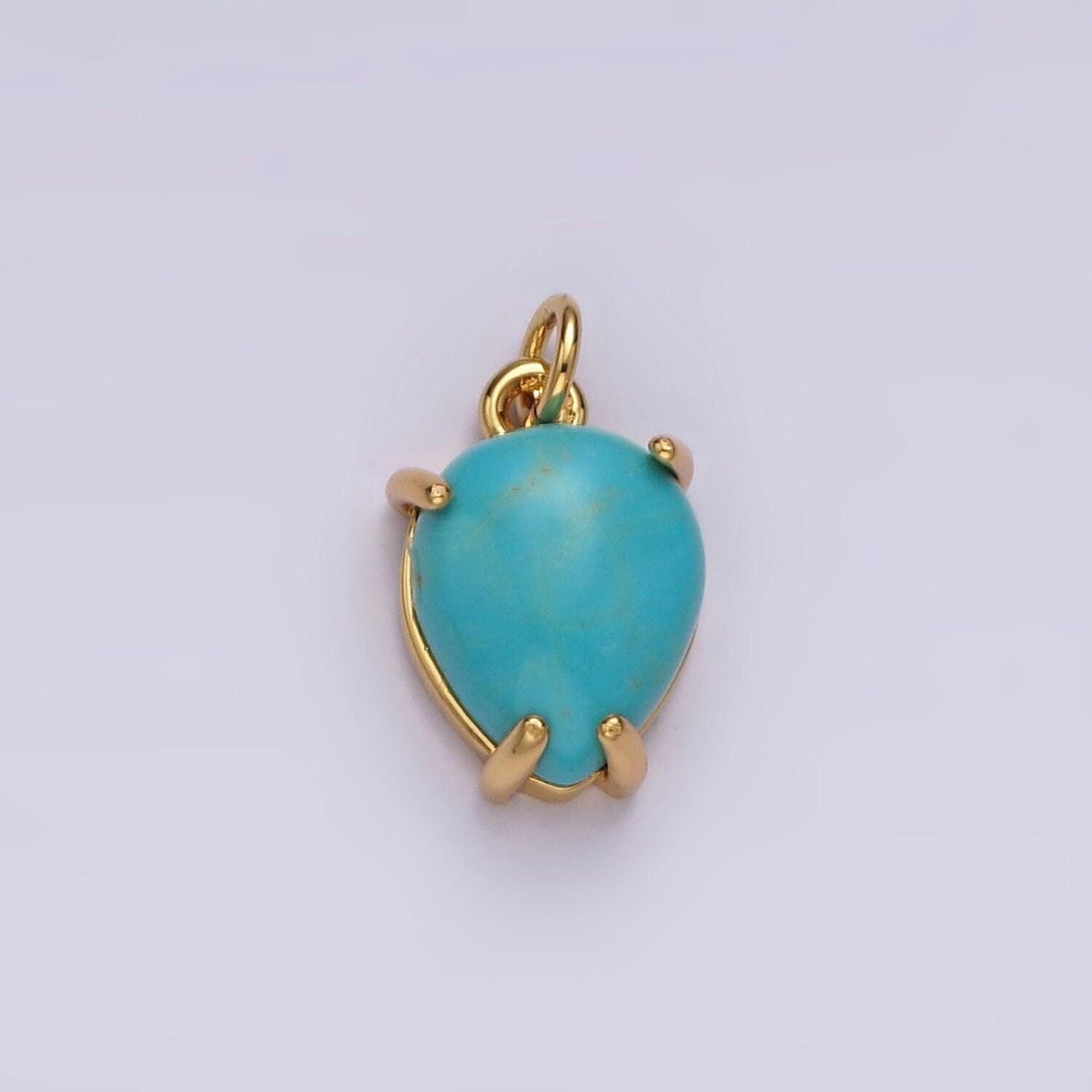 14k gold filled 13mm teardrop turquoise gemstone charm | ac783