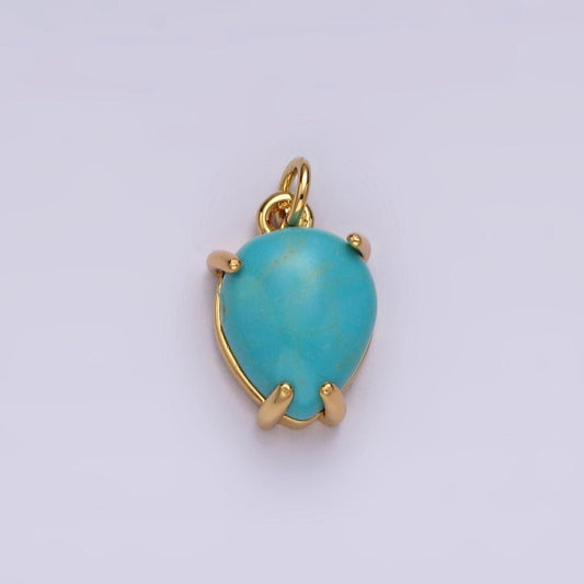14k gold filled 13mm teardrop turquoise gemstone charm | ac783