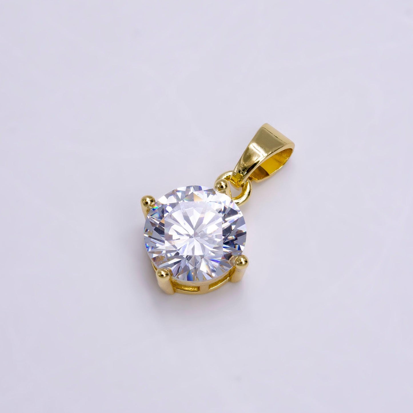 14k gold filled clear round cz minimalist solitaire pendant | n1455