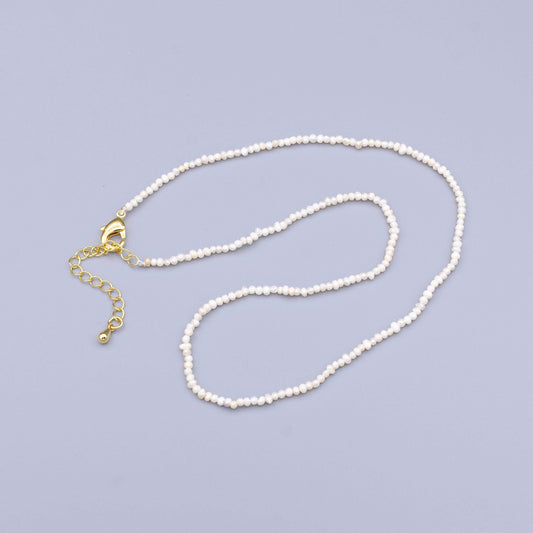 Dainty 2mm white freshwater pearl seeds 15 inch choker necklace | wa-1501