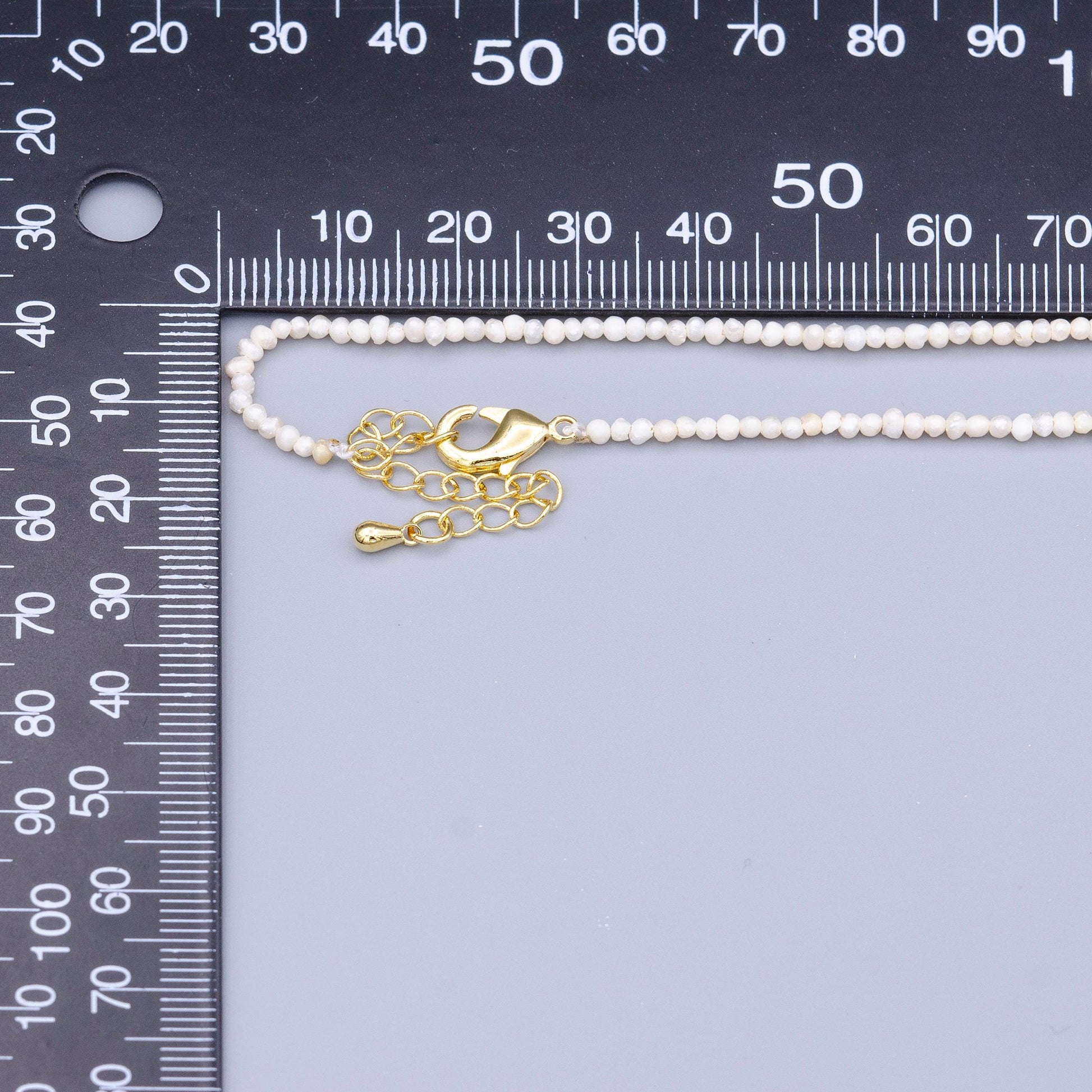 Dainty 2mm white freshwater pearl seeds 15 inch choker necklace | wa-1501