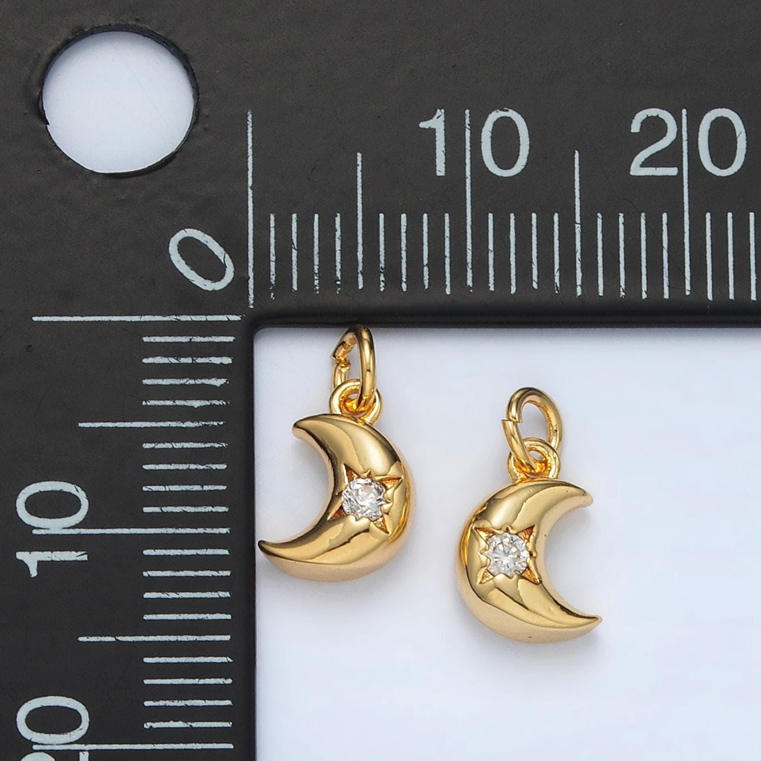Mini gold moon charm tiny crescent moon charm celestial charms 24k gold filled findings ac157