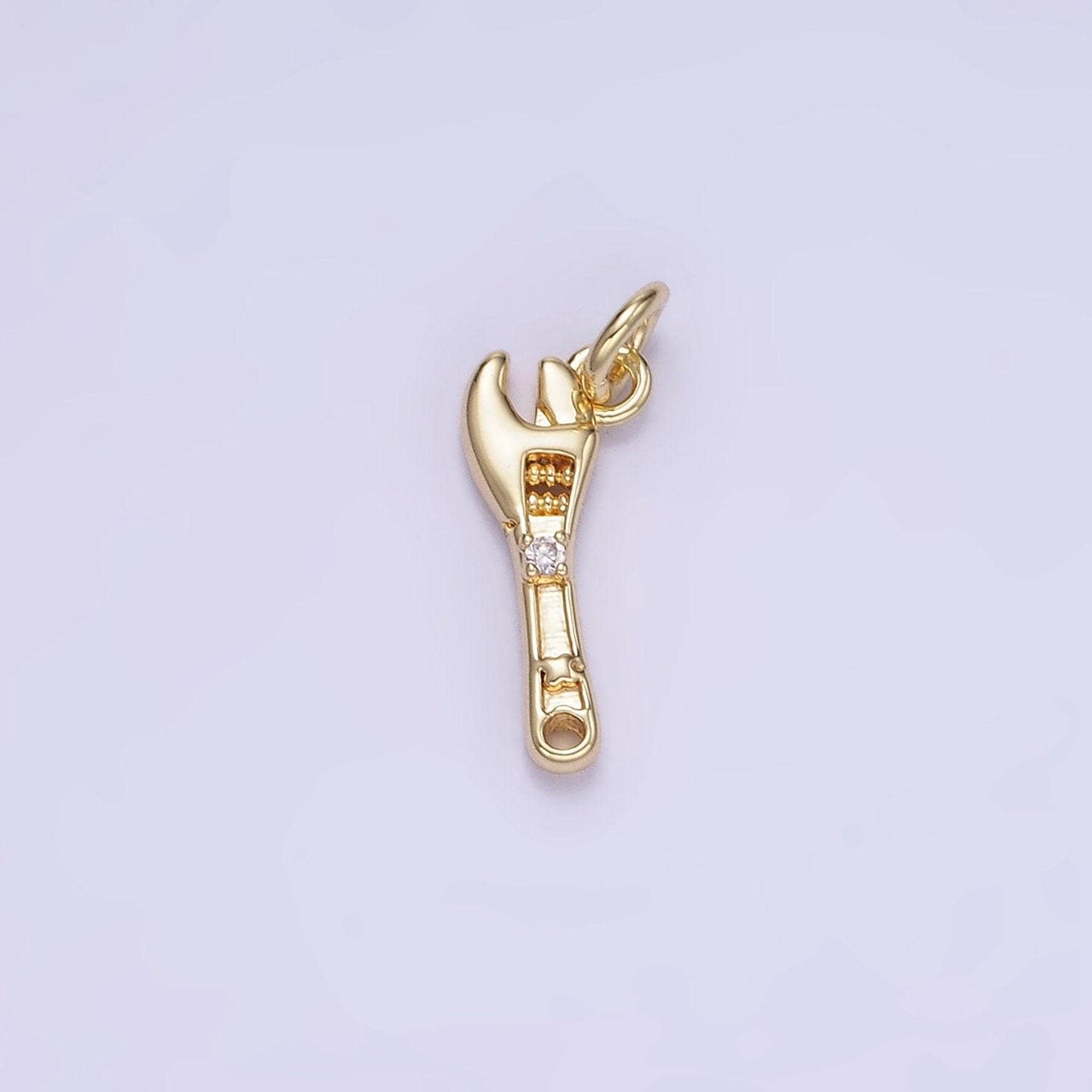 Mini gold wrench charm spanner pendant gold mechanic charm cool charm w557