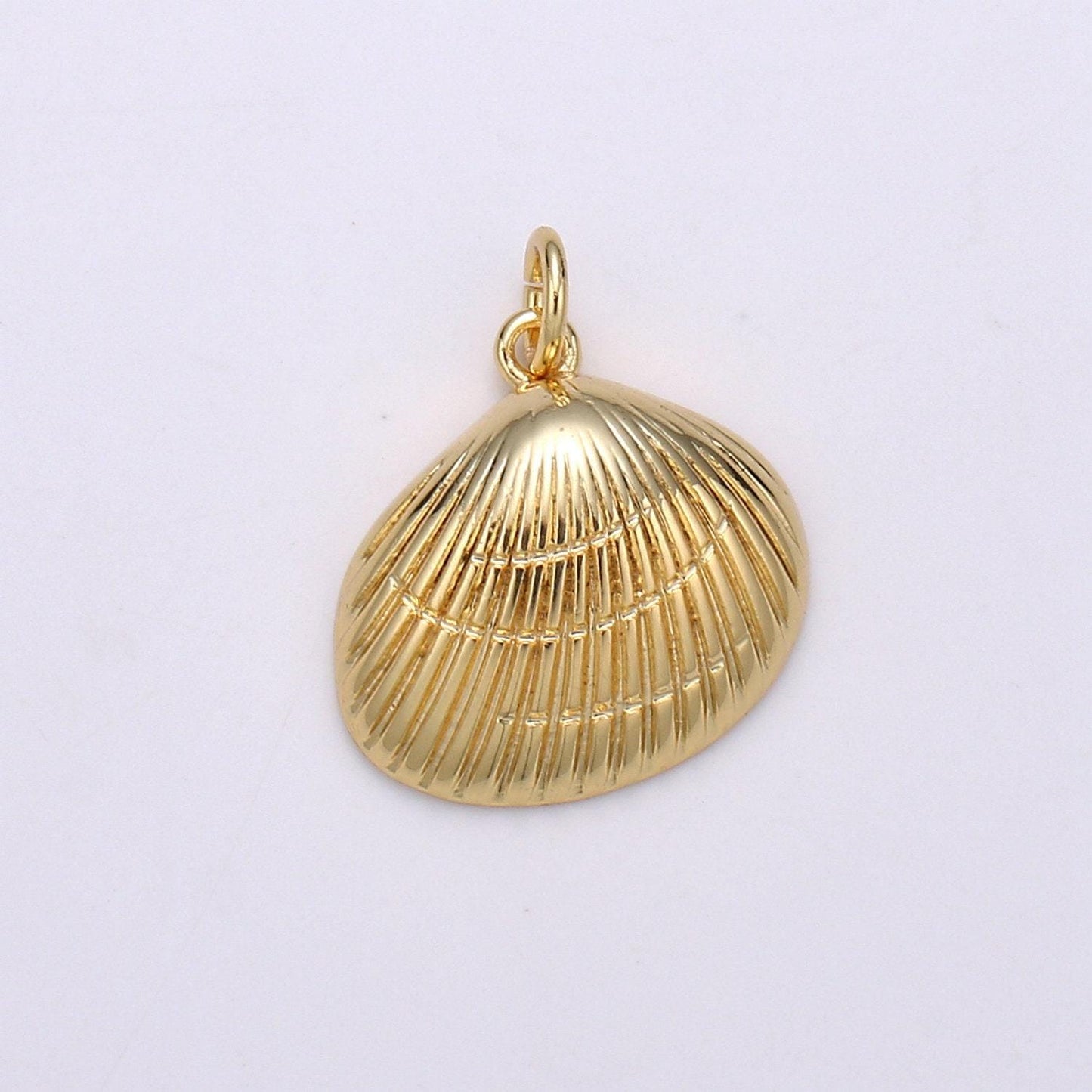 Scallop 24k gold charm, golden shell pendant charm, beach, nature, coral sea shell charm, charm for diy jewelry,chgf-1818