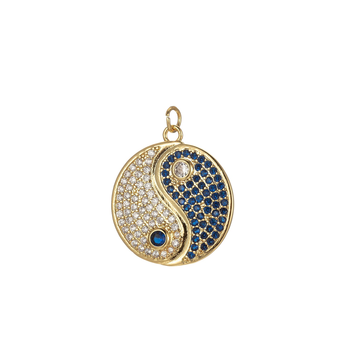Gold yin yang dainty pendant, micro pave yin and yang charm, black white blue pink cz mini charm, add on charm bracelet necklace, e-870