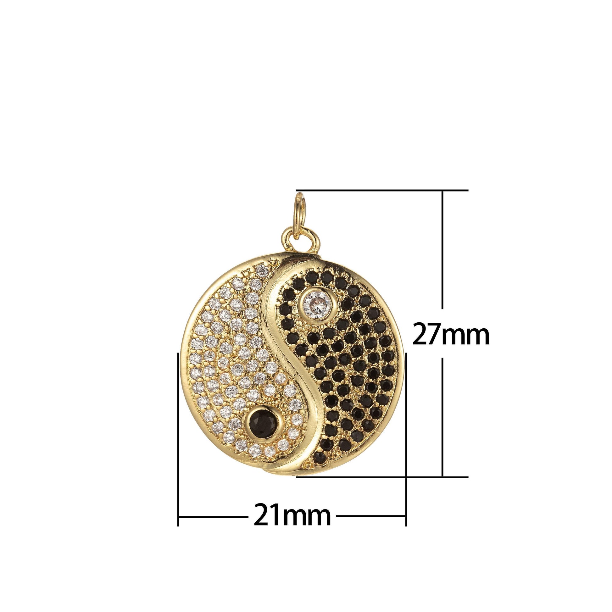 Gold yin yang dainty pendant, micro pave yin and yang charm, black white blue pink cz mini charm, add on charm bracelet necklace, e-870