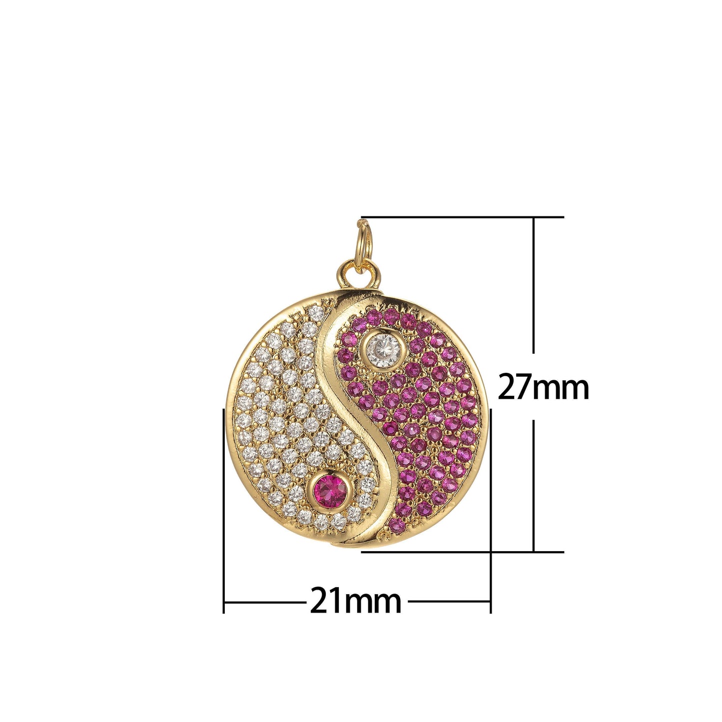 Gold yin yang dainty pendant, micro pave yin and yang charm, black white blue pink cz mini charm, add on charm bracelet necklace, e-870