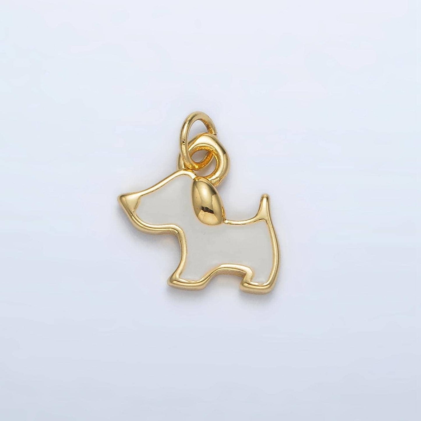 24k gold filled white enamel dog mini charm | ac-099