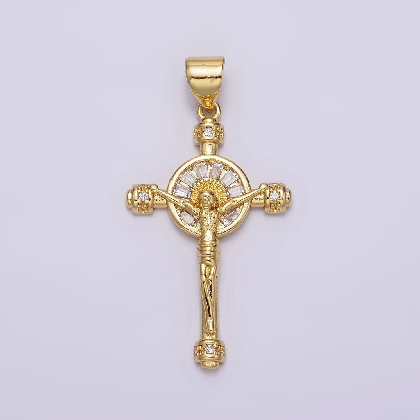 14k gold filled crucifix cross jesus cz pendant for religious jewelry making supply | aa611