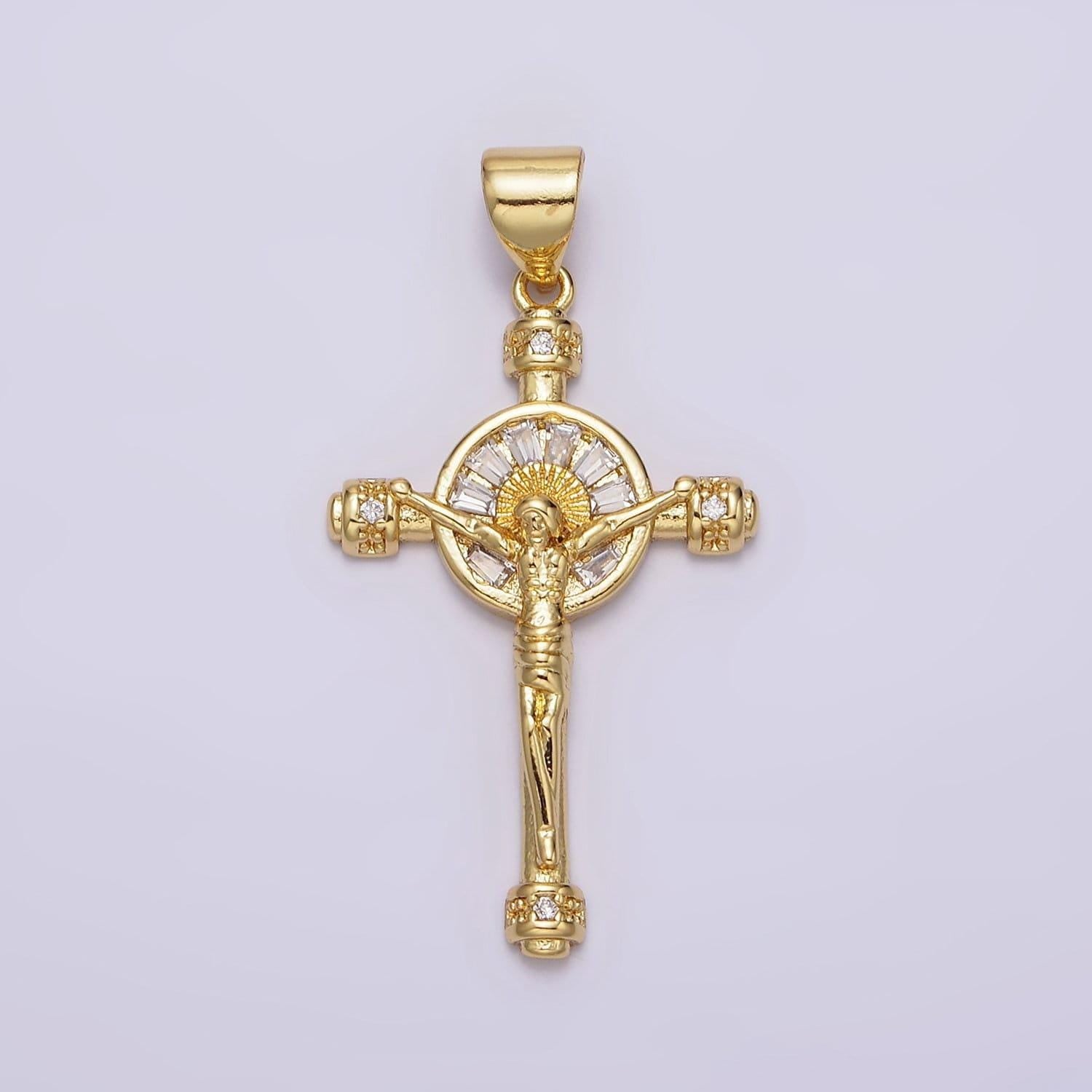 14k gold filled crucifix cross jesus cz pendant for religious jewelry making supply | aa611