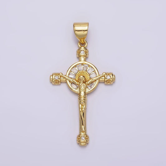 14k gold filled crucifix cross jesus cz pendant for religious jewelry making supply | aa611