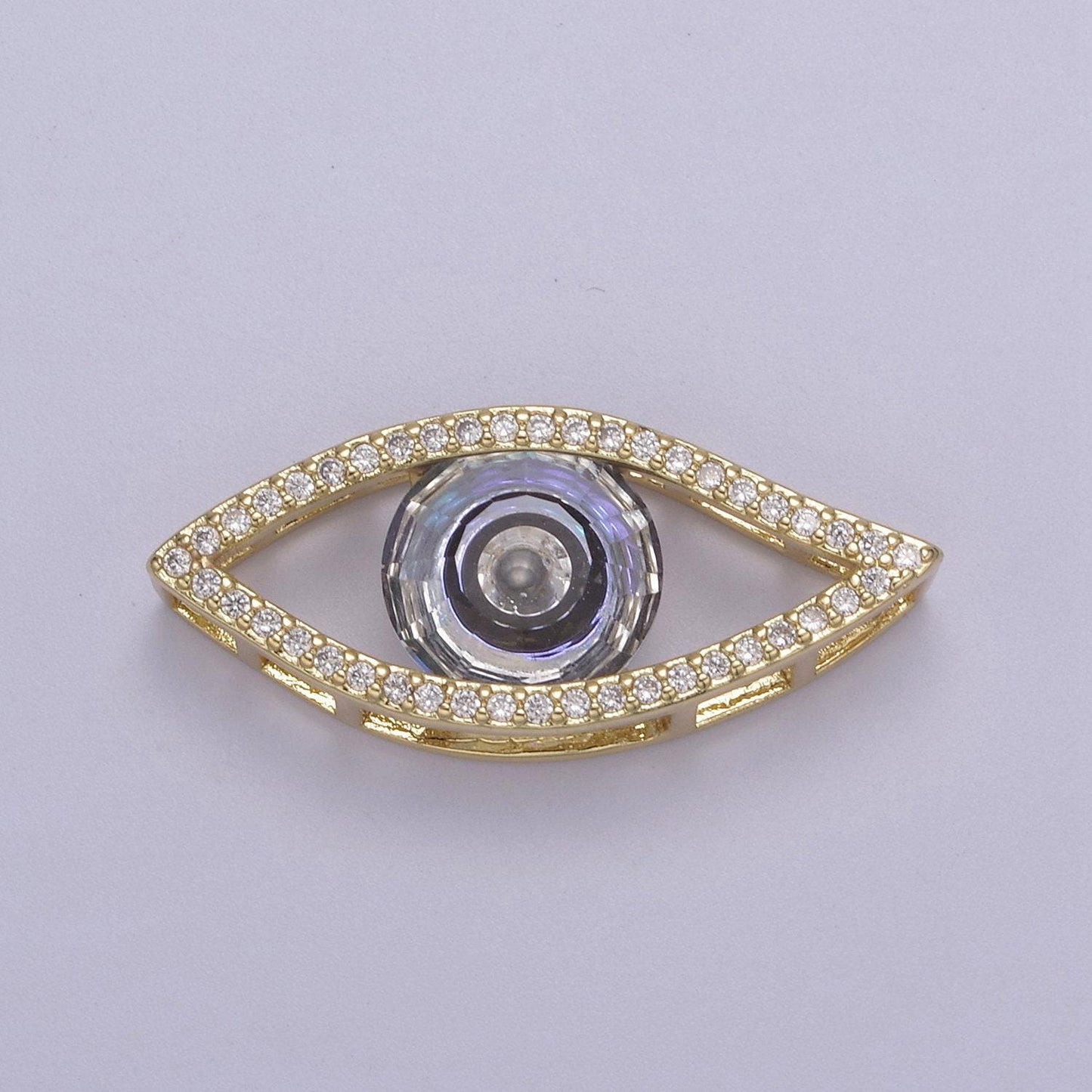 24k gold filled micropave cz evil eye lucky charm protection amulet diy cubic zirconia bracelet charm bead finding connector jewelry making