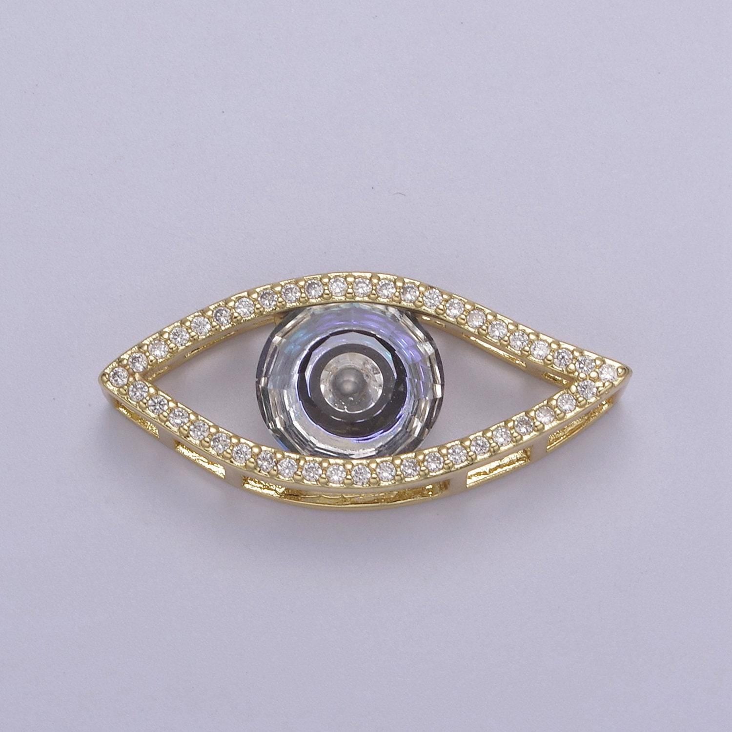 24k gold filled micropave cz evil eye lucky charm protection amulet diy cubic zirconia bracelet charm bead finding connector jewelry making