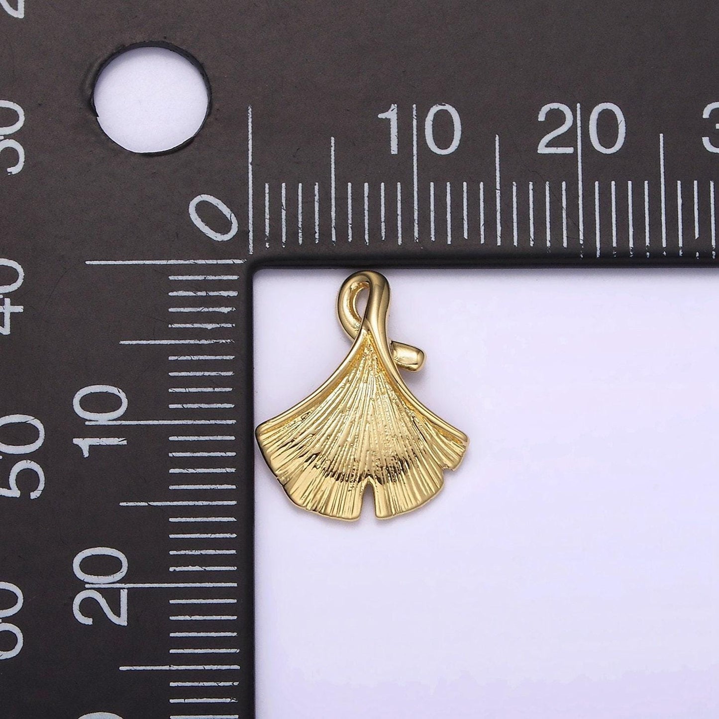 14k gold filled 15mm textured ginko leaves charm pendant nature inspired | n-1879