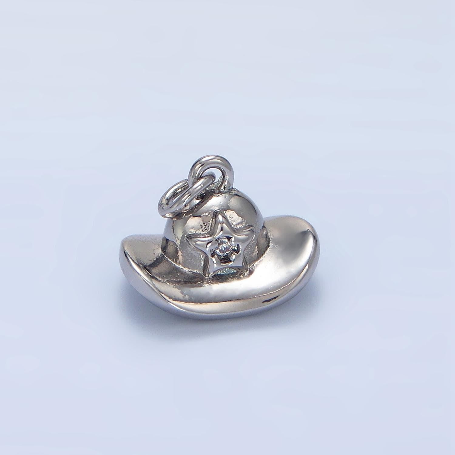 Cowboy hat 3d design gold pendant cubic star western hat 18k gold filled charm craft supplies for necklace bracelet jewelry w012