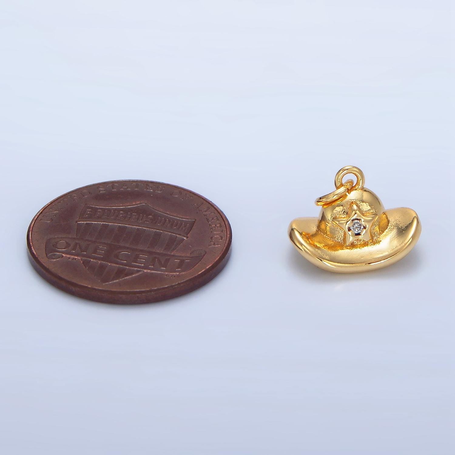 Cowboy hat 3d design gold pendant cubic star western hat 18k gold filled charm craft supplies for necklace bracelet jewelry w012