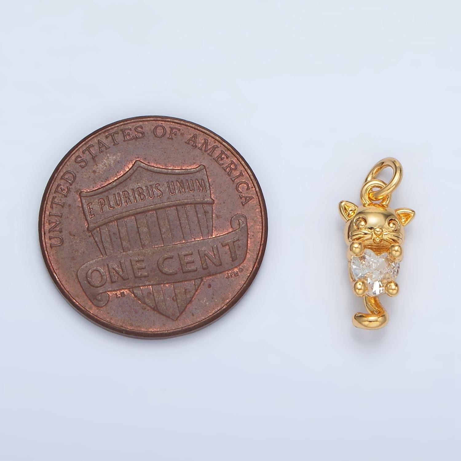 Mini gold cat charm small kitten charm animal charms 24k gold filled findings ac159