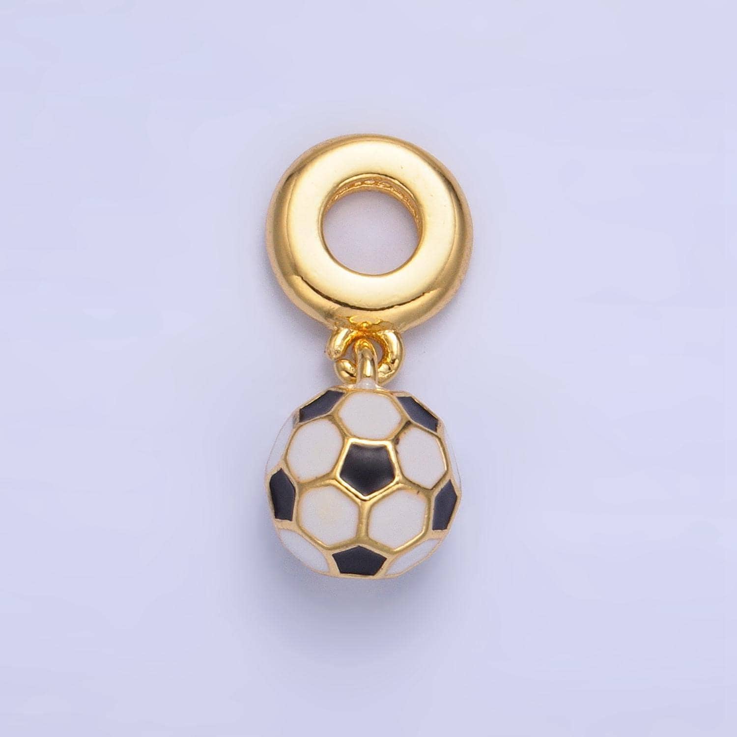 24k gold filled soccer ball charm sport theme rondelle bail for drop pendant bracelet | w-003