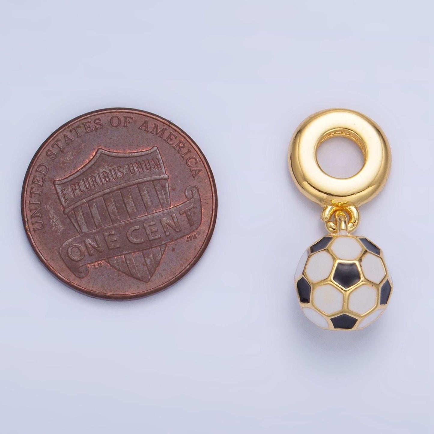24k gold filled soccer ball charm sport theme rondelle bail for drop pendant bracelet | w-003