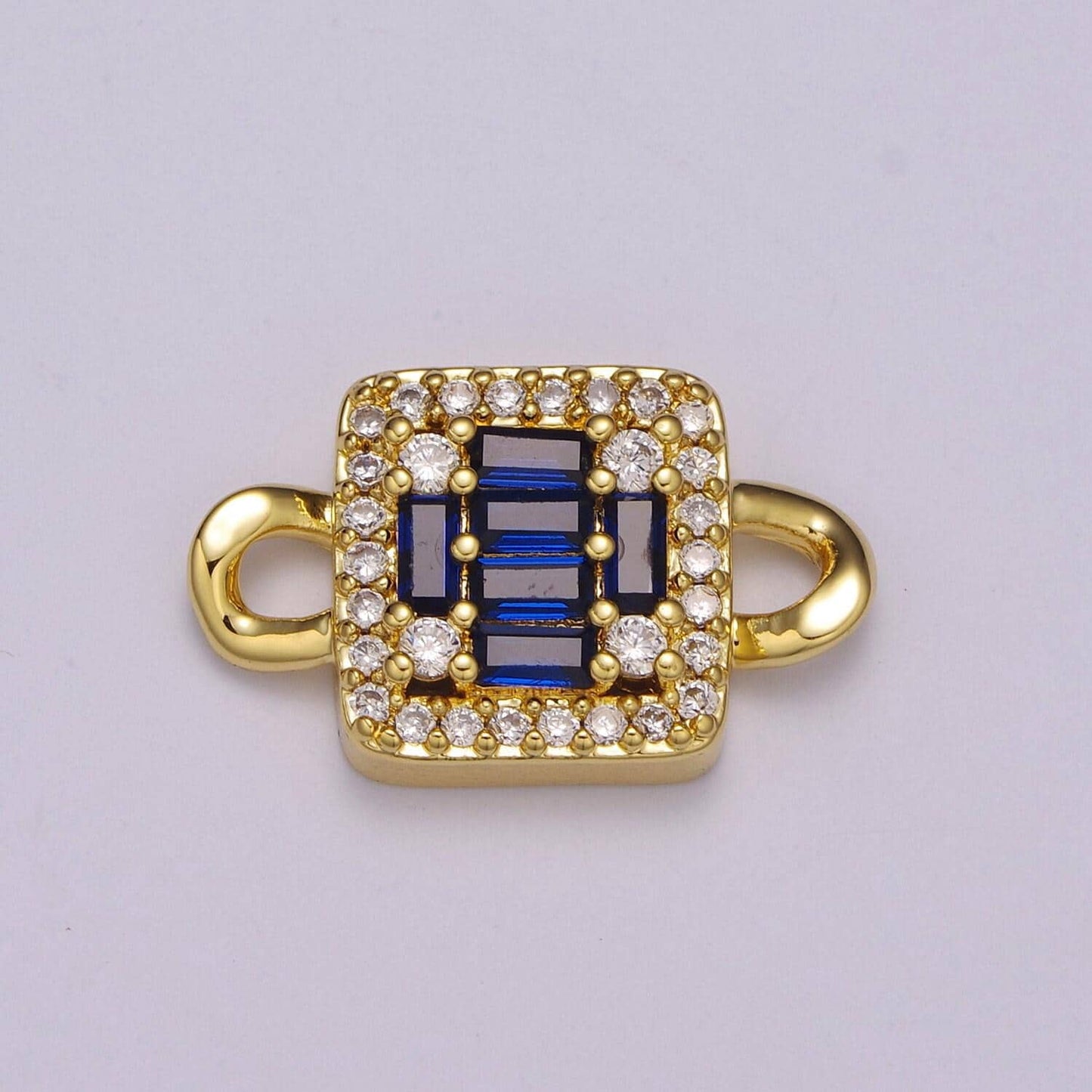 Mini clear pink red purple olive square charm connector 16k gold filled link connector micro pave cz connector for bracelet component y370