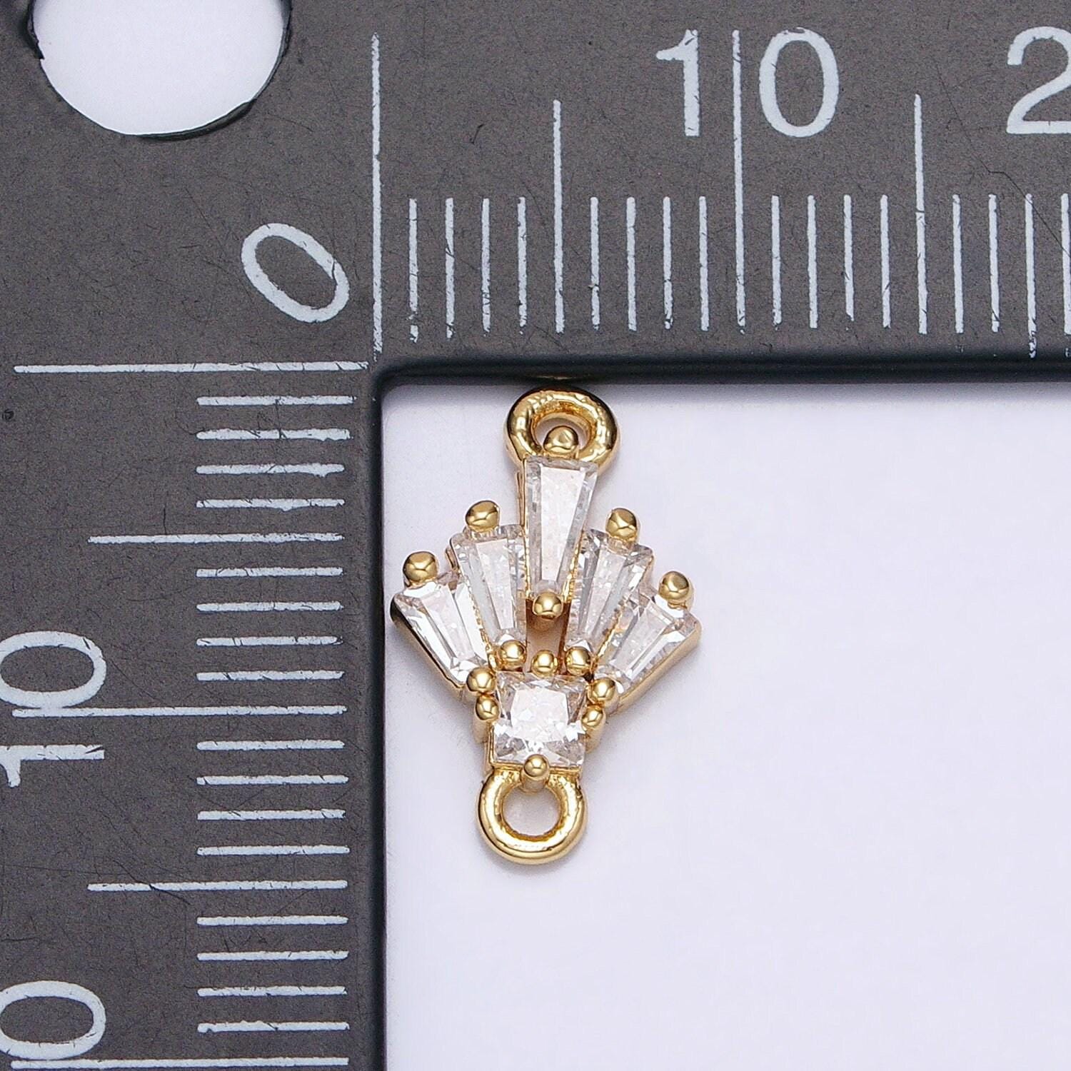 18k gold filled clear cz multiple baguette round mini connector in gold & silver | y-841