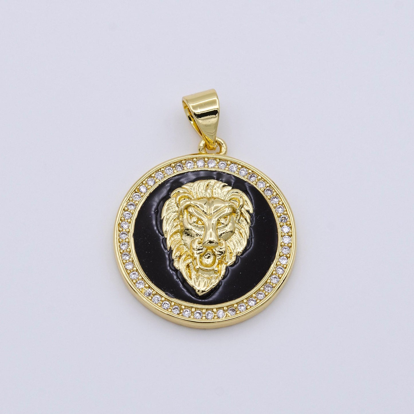 Micro pave cz lion head 14k gold filled medallion pendant lion majesty pendant, the king of nature charm for diy jewelry, gold color aa426