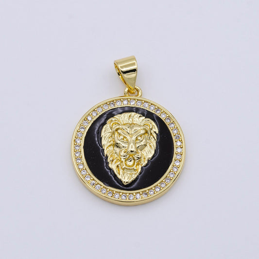 Micro pave cz lion head 14k gold filled medallion pendant lion majesty pendant, the king of nature charm for diy jewelry, gold color aa426