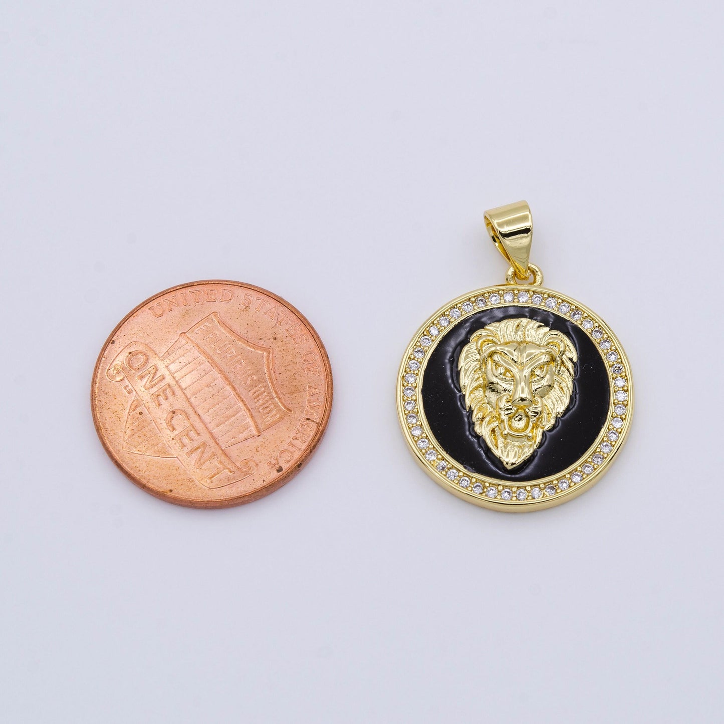 Micro pave cz lion head 14k gold filled medallion pendant lion majesty pendant, the king of nature charm for diy jewelry, gold color aa426