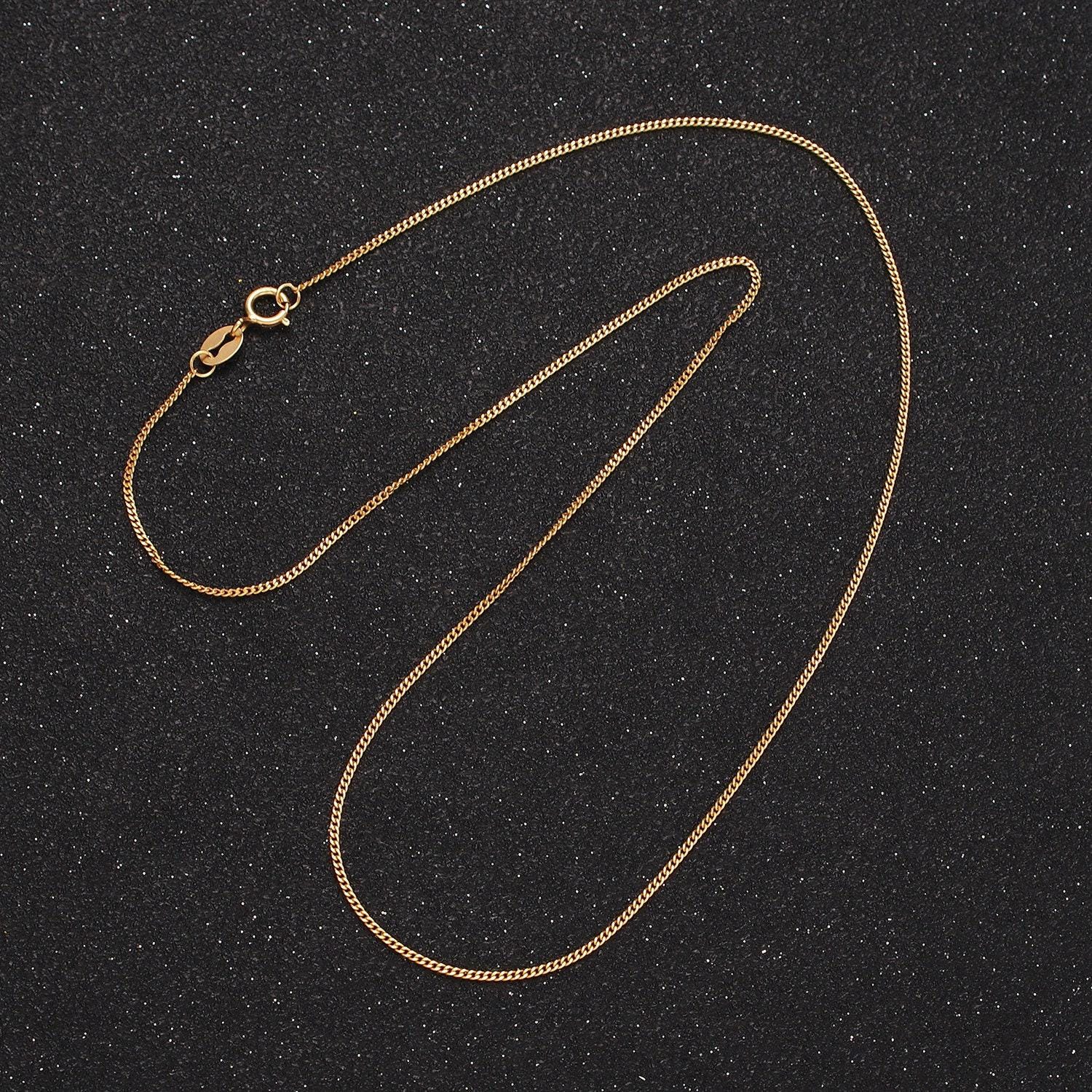 Gold vermeil s925 sterling silver 1mm curb chain 16 , 18 inch layer chain necklace | wa-2151