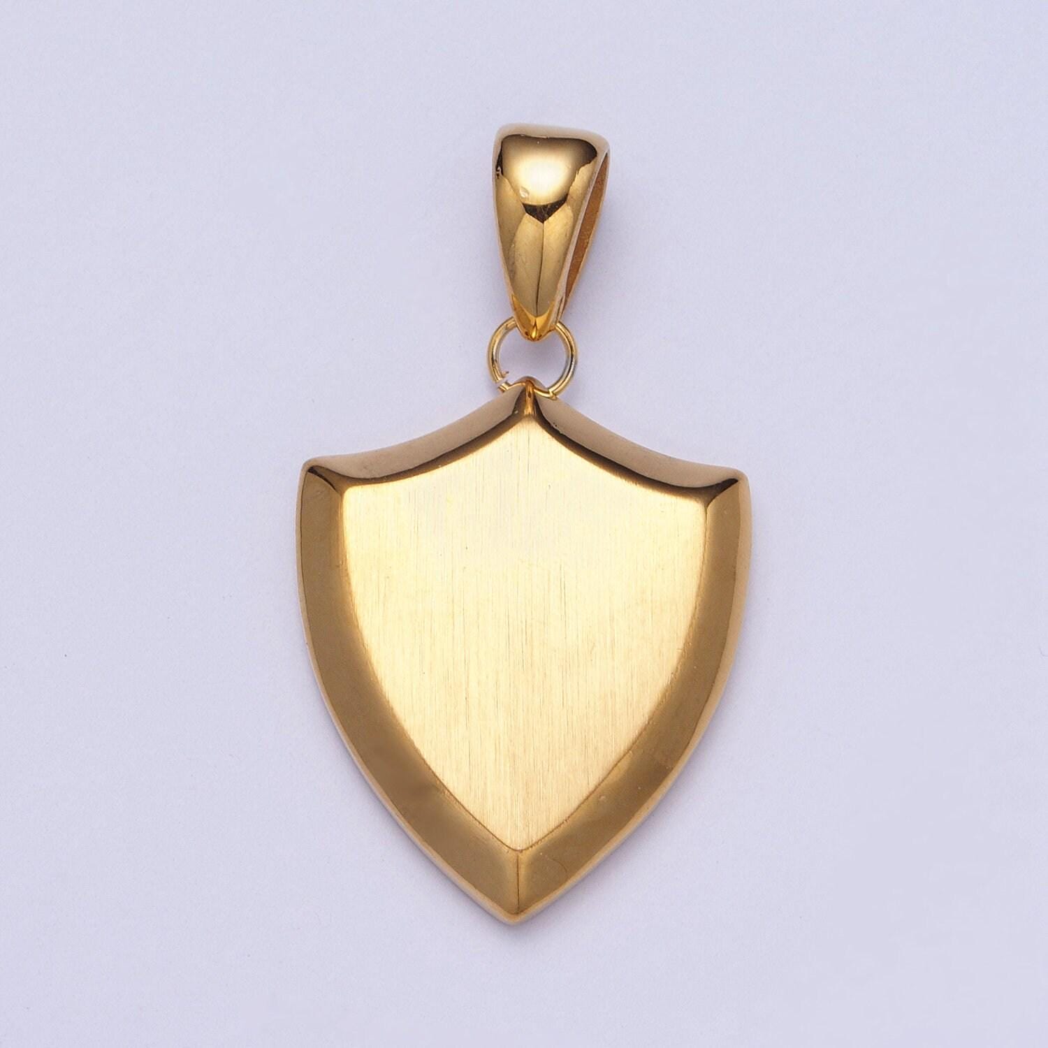 Shield pendant necklace stainless steel minimalist stylish necklace keychain lobster claw component for personalized jewelry making j432
