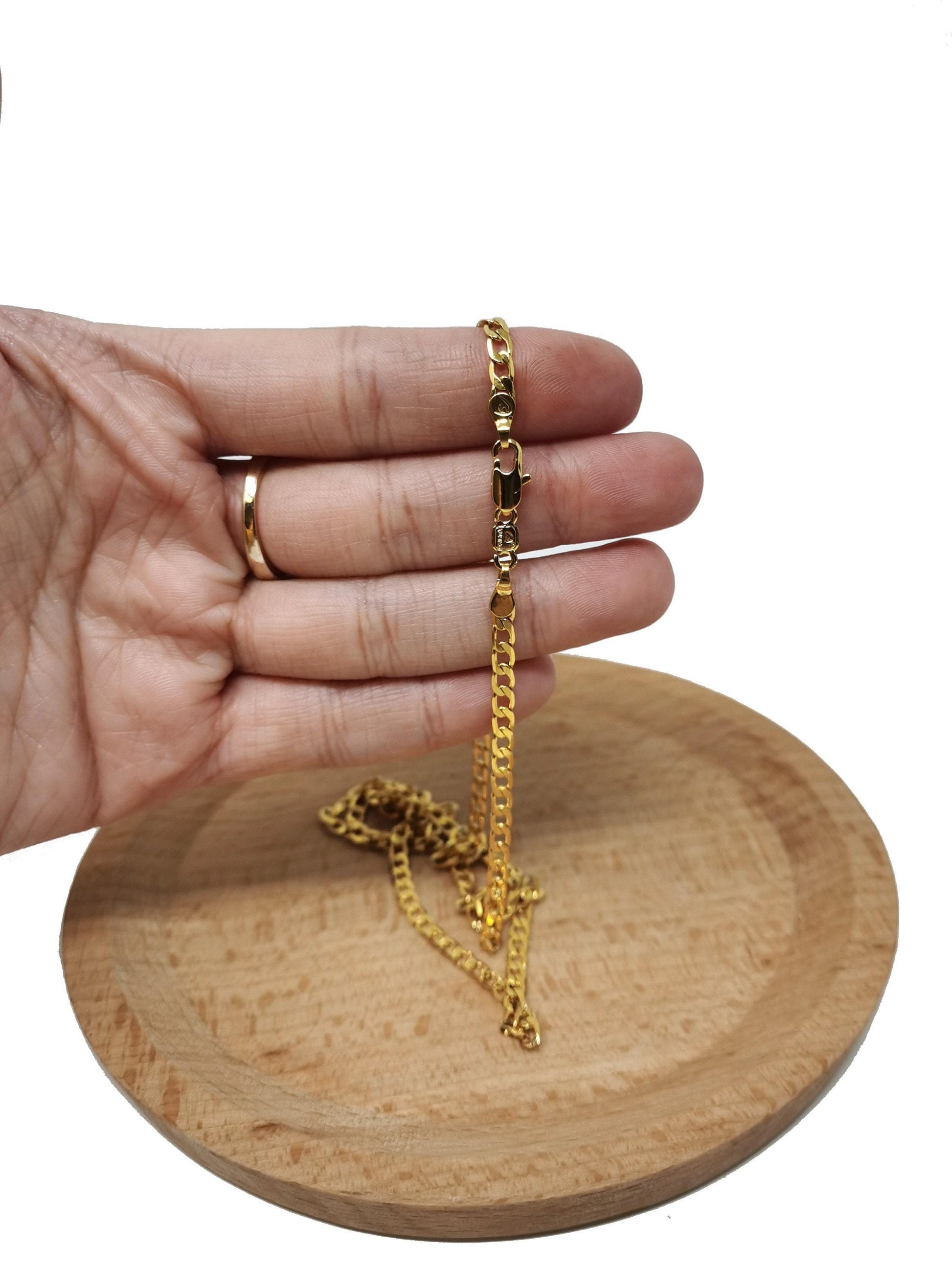 1pc 19.6'' ready to use 24k gold cuban curb necklace chain, layering curb chain necklace, lobster clasp, width is 2.5mm,ch-883
