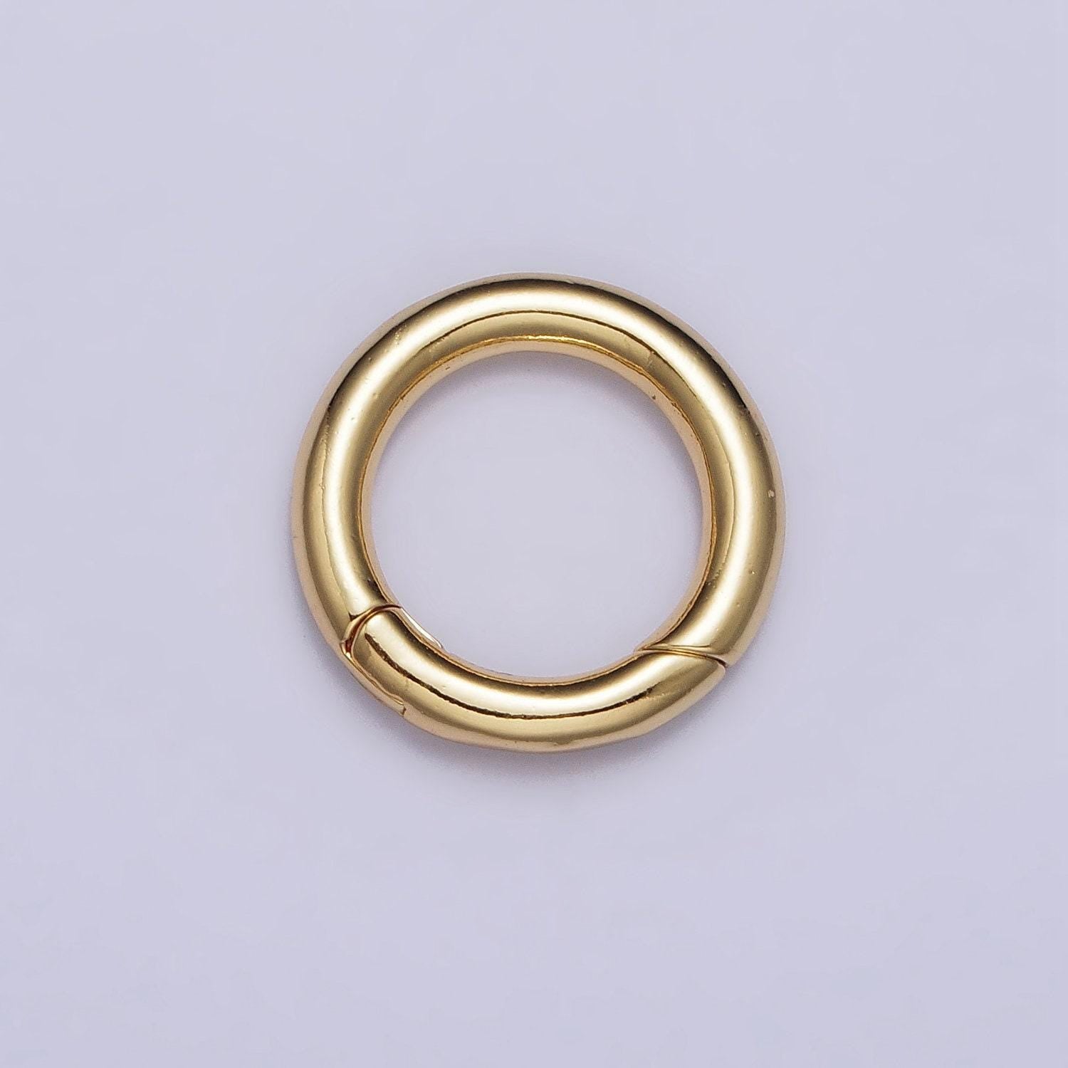 Dainty gold spring gate ring, push gate ring 10, 15 mm round circle ring charm holder gold clasp for jewelry clasp z-340