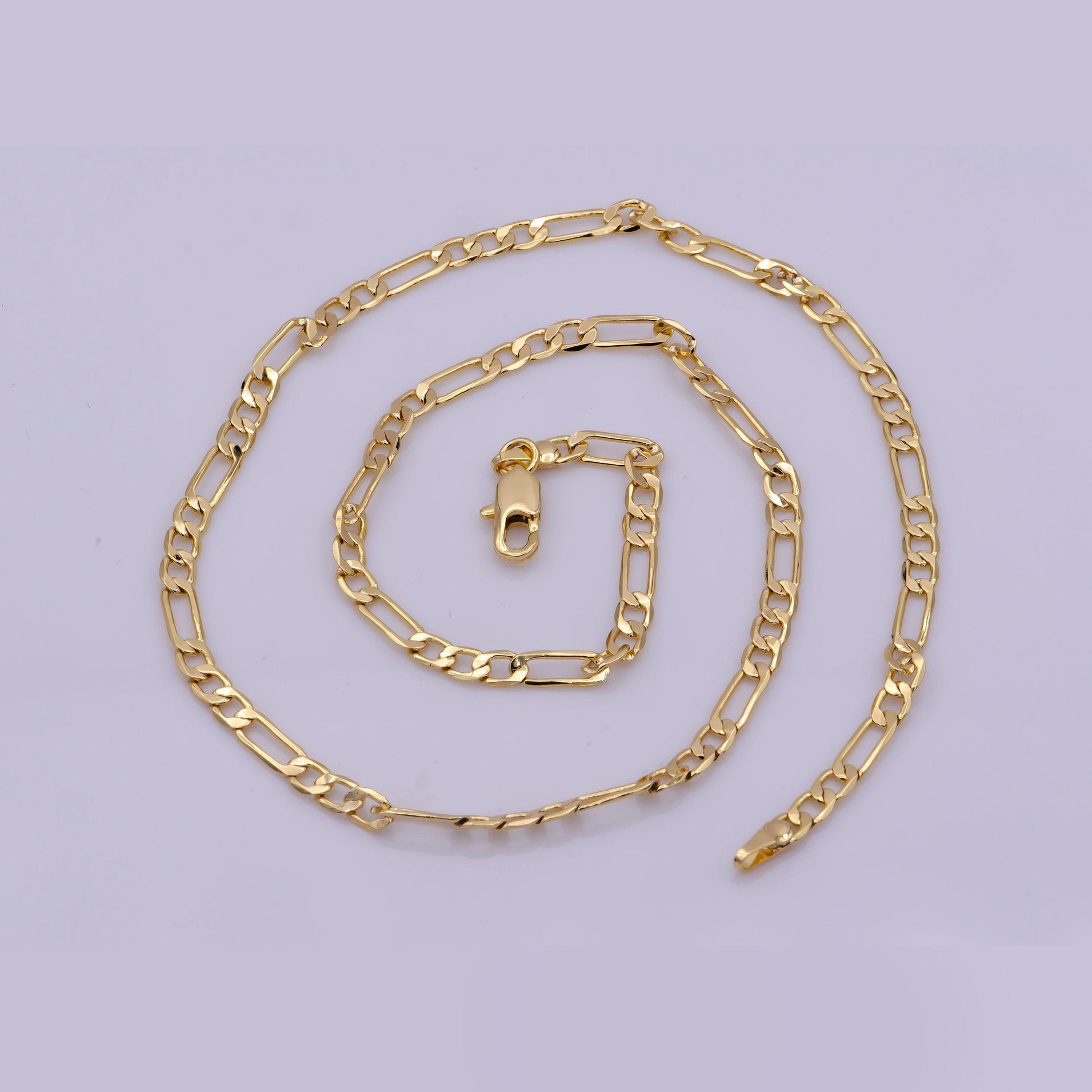 1pc 18.0'', 3.6mm ready to use gold figaro necklace chain, layering figaro chain dainty necklace, perfect for pendant charm necklace, 369