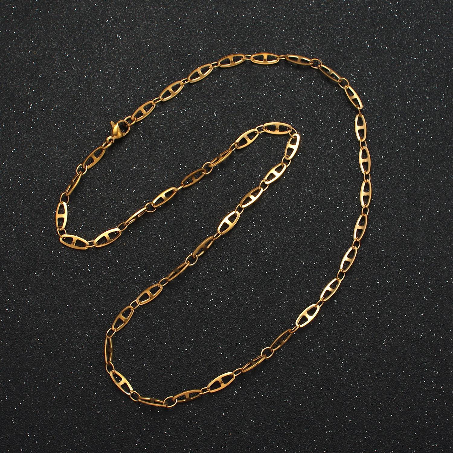 20 inch anchor mariner stainless steel chain necklace in gold & silver | wa-2592 wa-2593