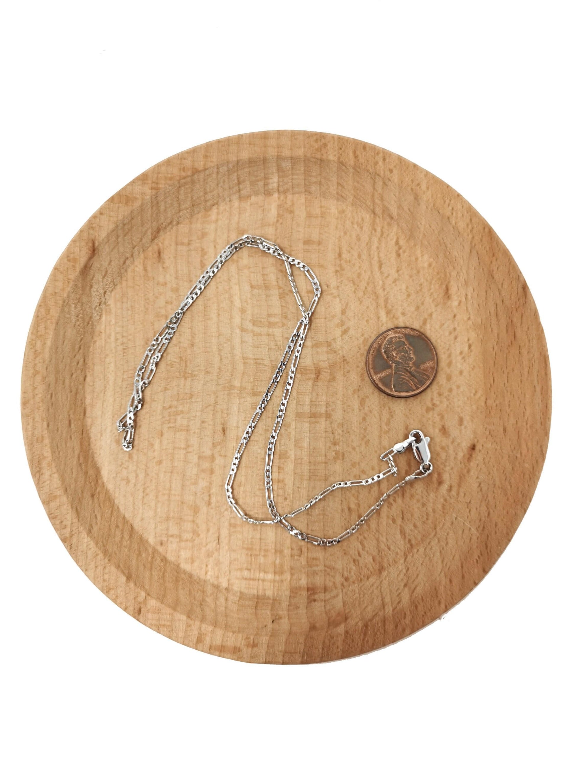 1pc 19.8'' ready to use white gold figaro necklace chain,layer figaro chain dainty necklace, pendant charm necklace width is 2mm, 955