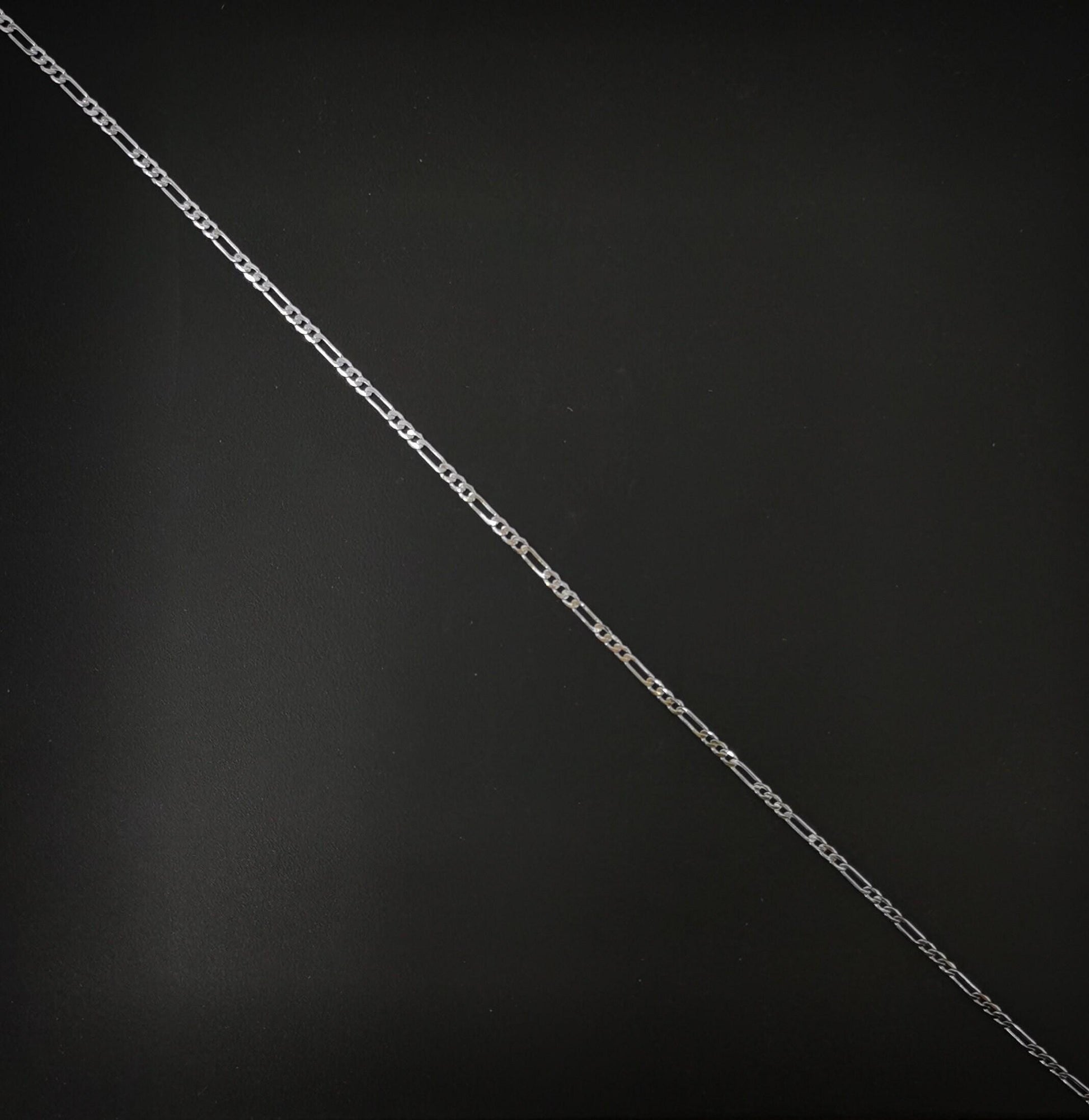 1pc 19.8'' ready to use white gold figaro necklace chain,layer figaro chain dainty necklace, pendant charm necklace width is 2mm, 955