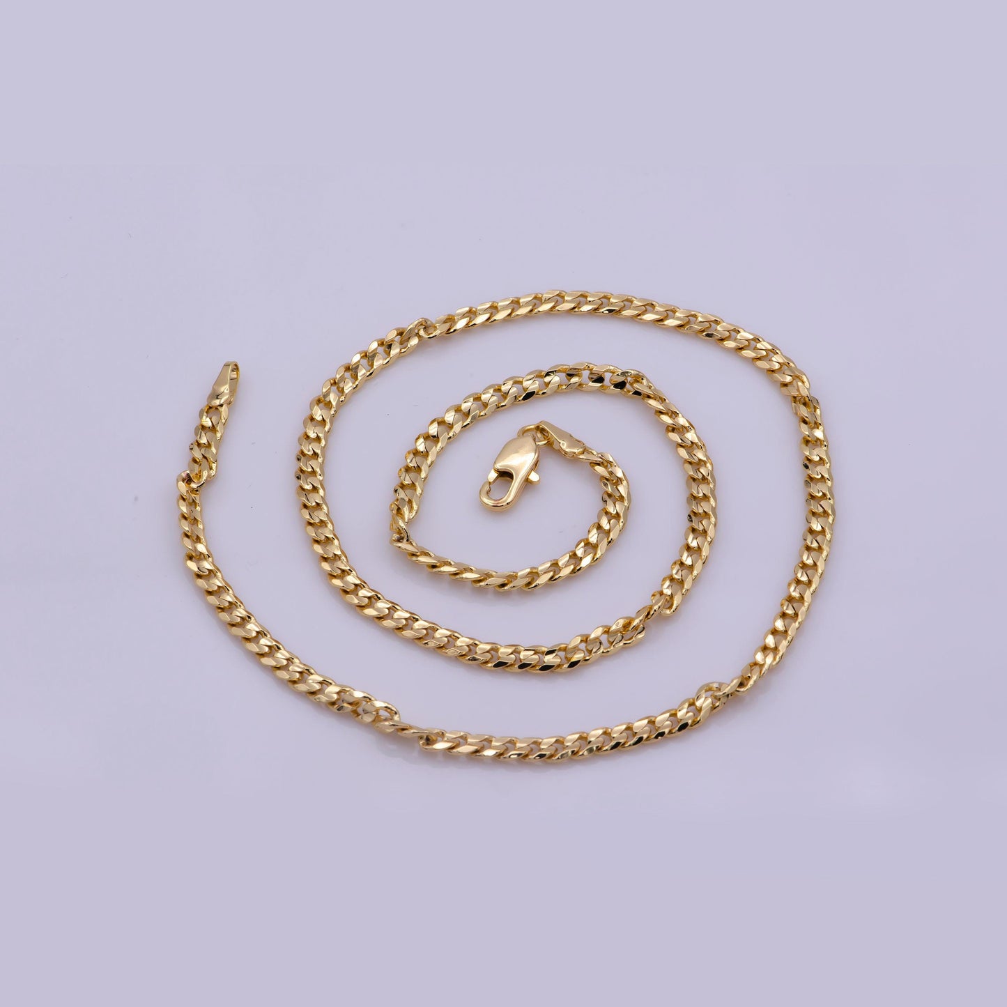 1pc 17.7", 2,2mm ready to use gold cuban curb necklace chain,layering curb chain bold necklace, for pendant charm necklace, wa-382