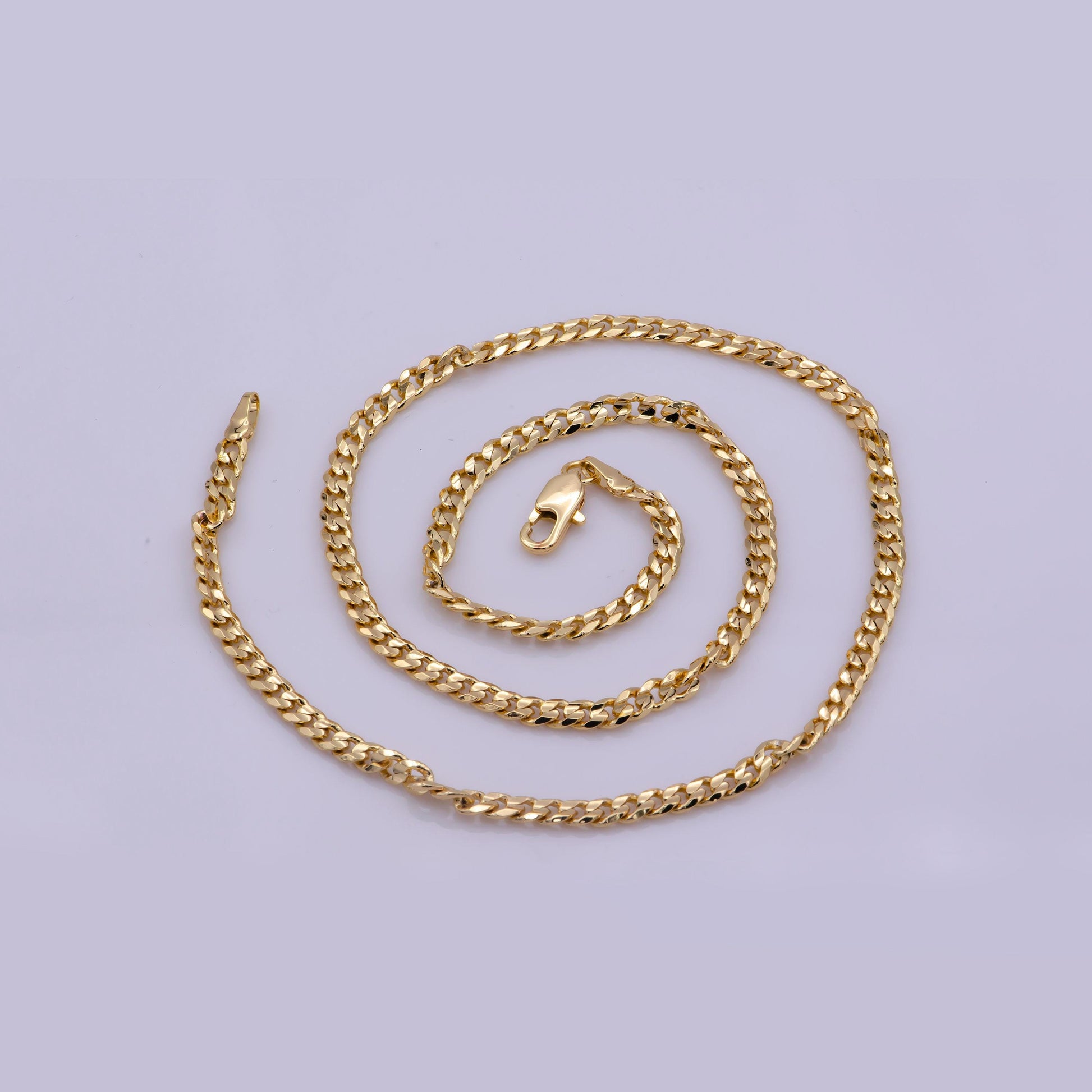 1pc 17.7", 2,2mm ready to use gold cuban curb necklace chain,layering curb chain bold necklace, for pendant charm necklace, wa-382