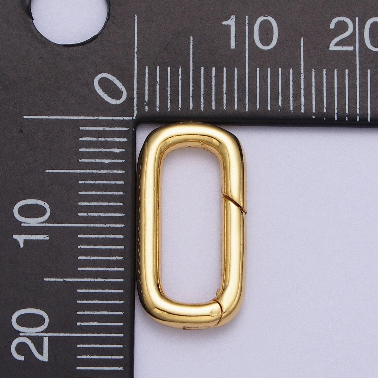 Dainty gold push in oval clasp for charm holder clasp pendants, 19.2 x 9.9mm silver clasp enhancer necklace component z-046